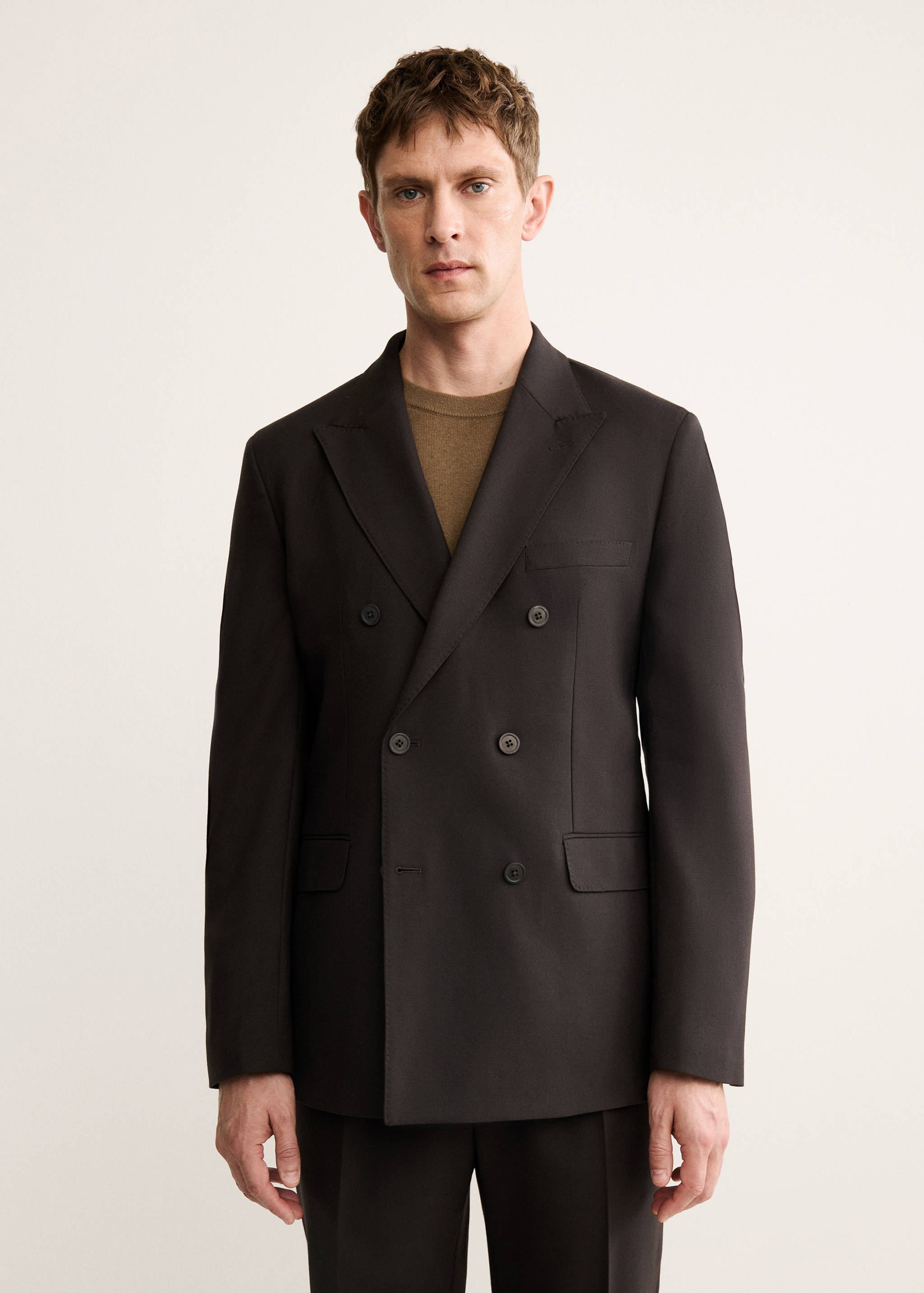 100% Italian wool double-breasted suit jacket - Medium plane