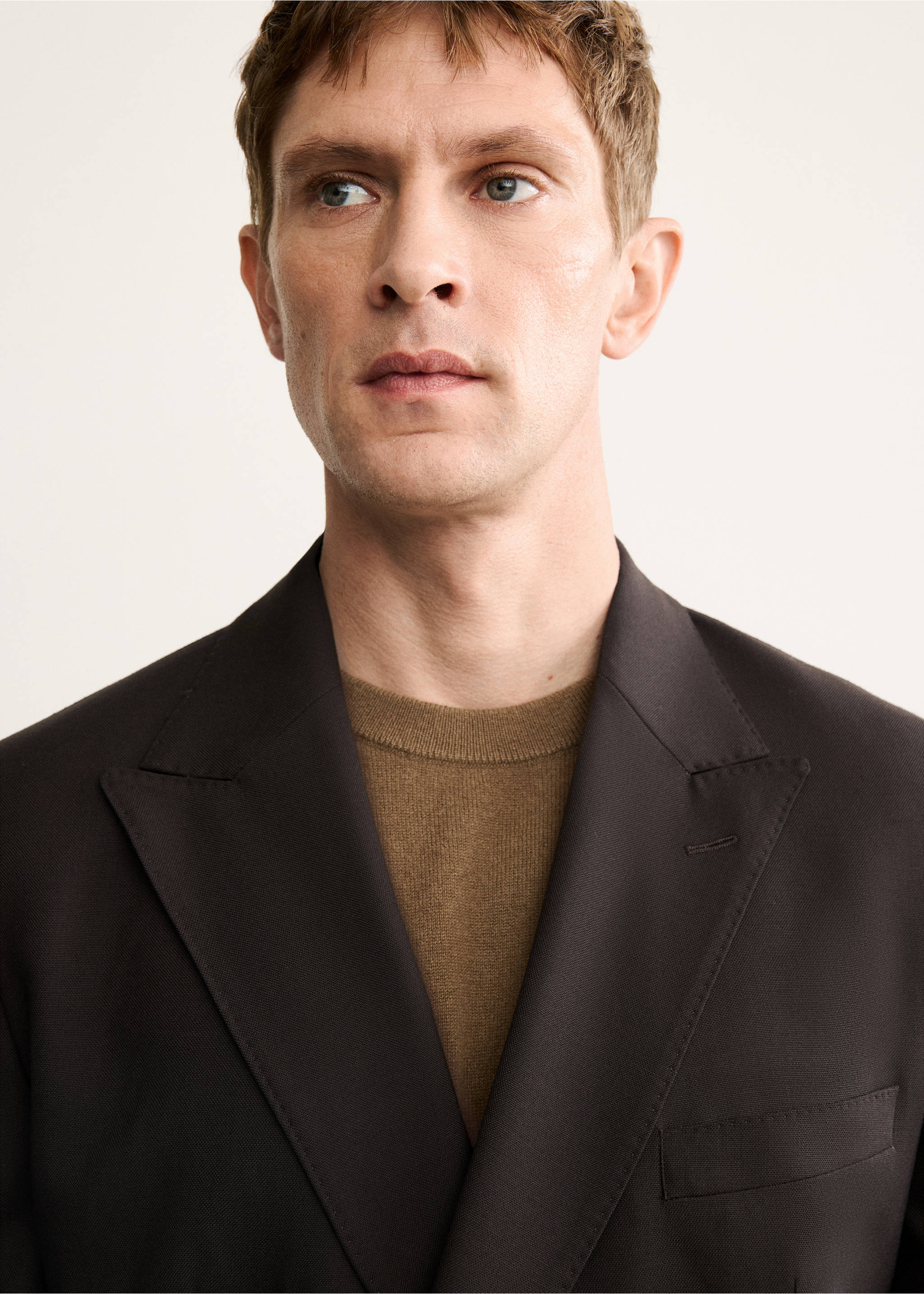 100% Italian wool double-breasted suit jacket - Details of the article 1, Brown. Ref: 17028273-00.