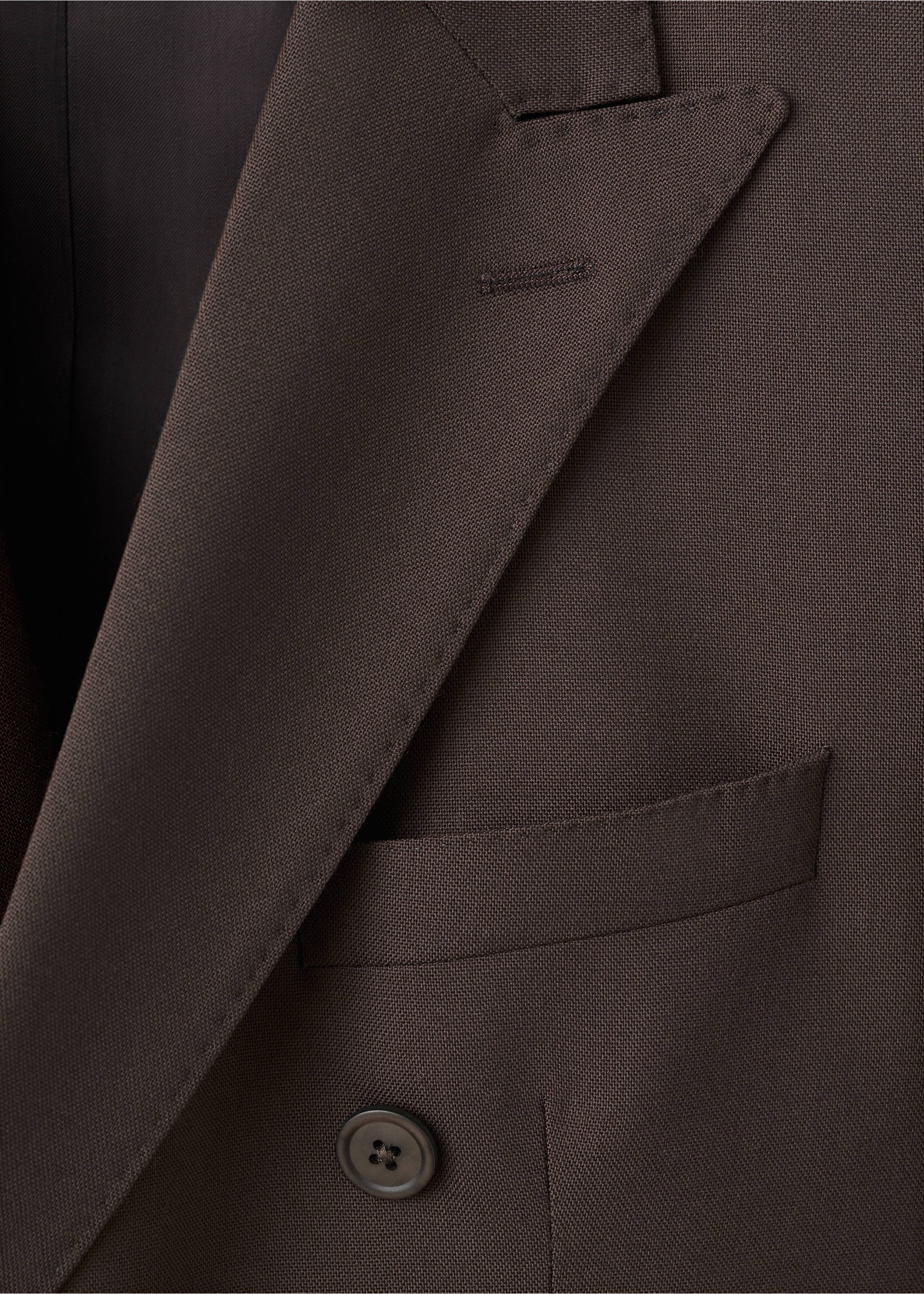 100% Italian wool double-breasted suit jacket - Details of the article 8, Brown. Ref: 17028273-00.