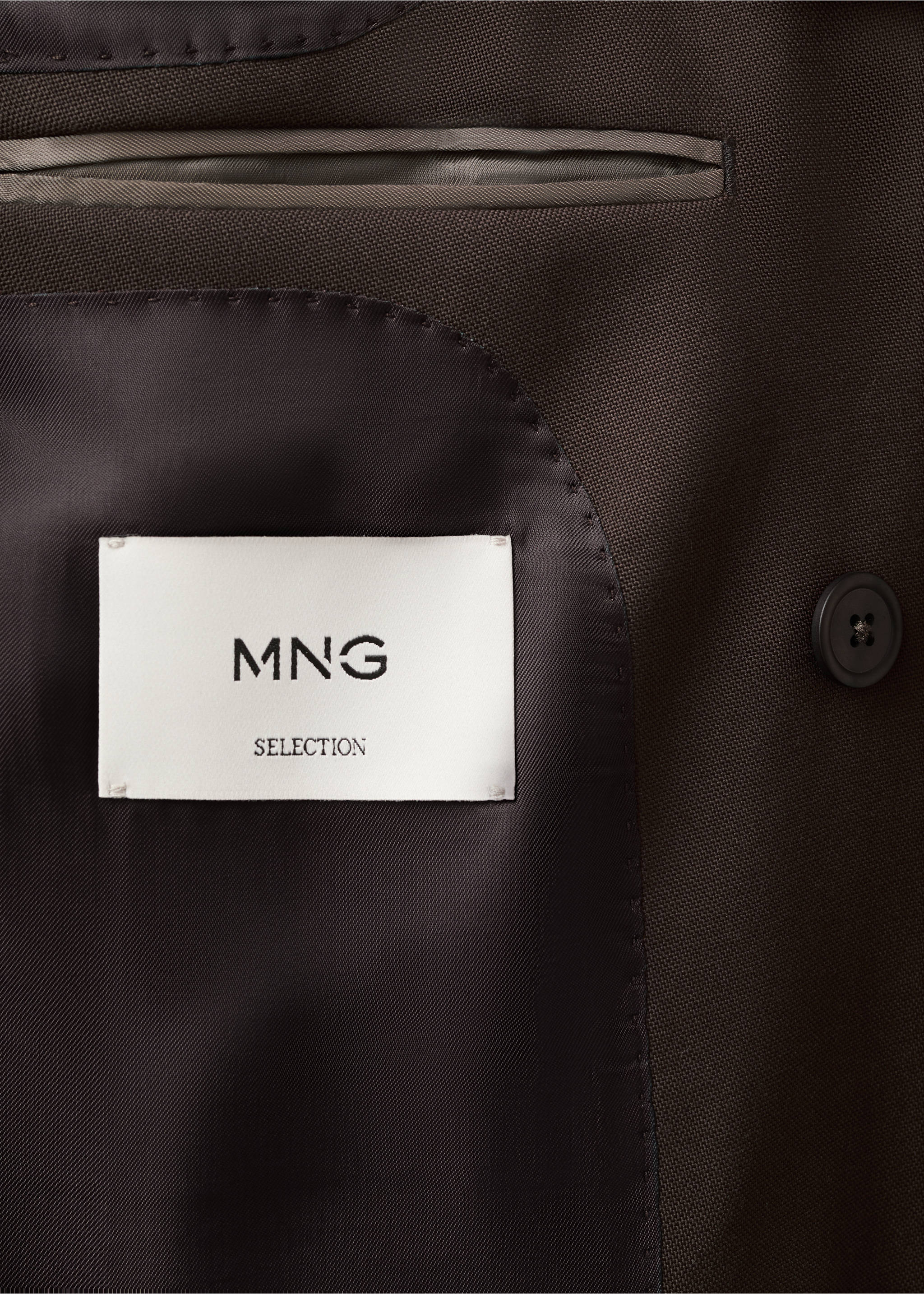 100% Italian wool double-breasted suit jacket - Details of the article 0, Brown. Ref: 17028273-00.