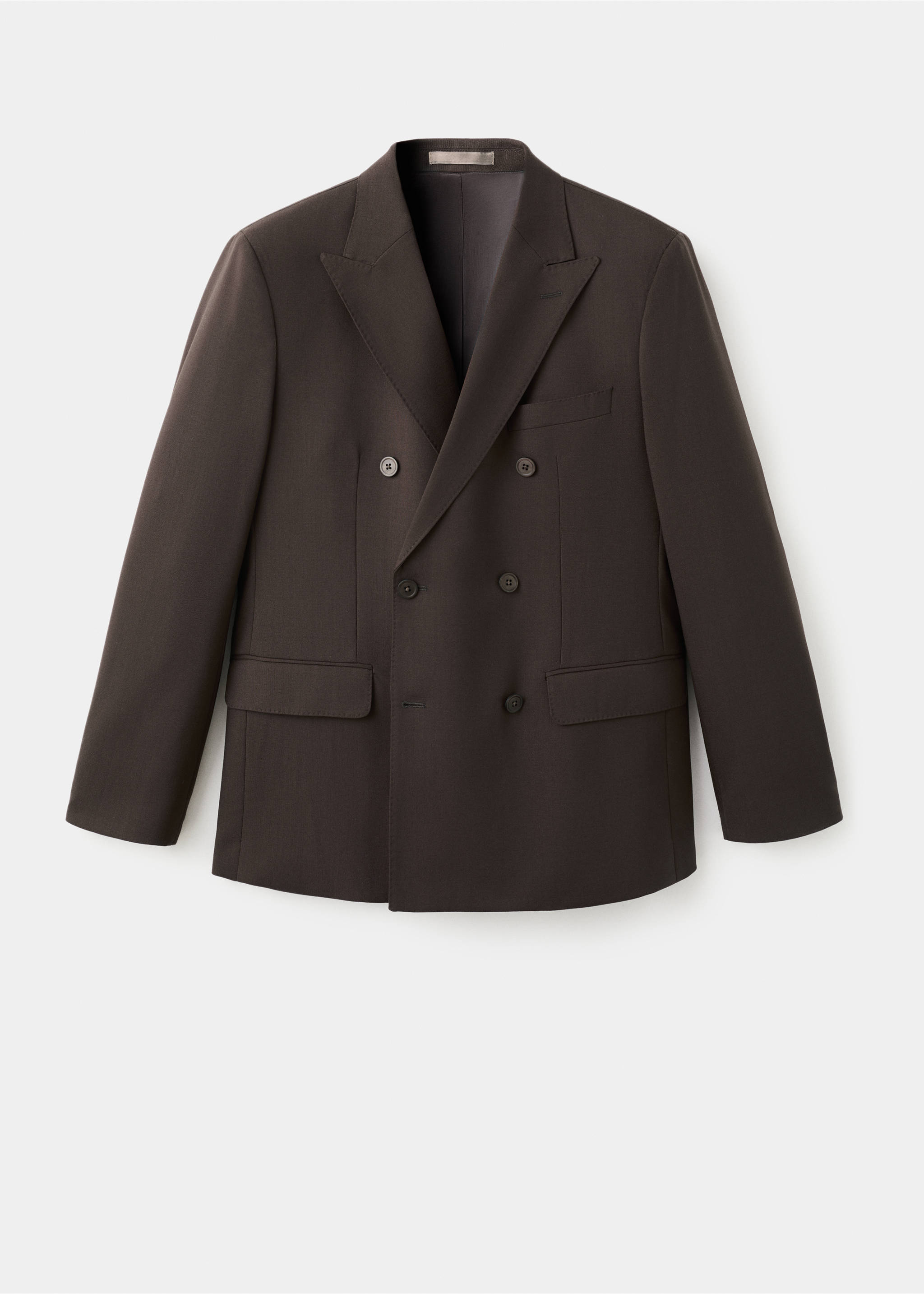 100% Italian wool double-breasted suit jacket - Article without model, Brown. Ref: 17028273-00.