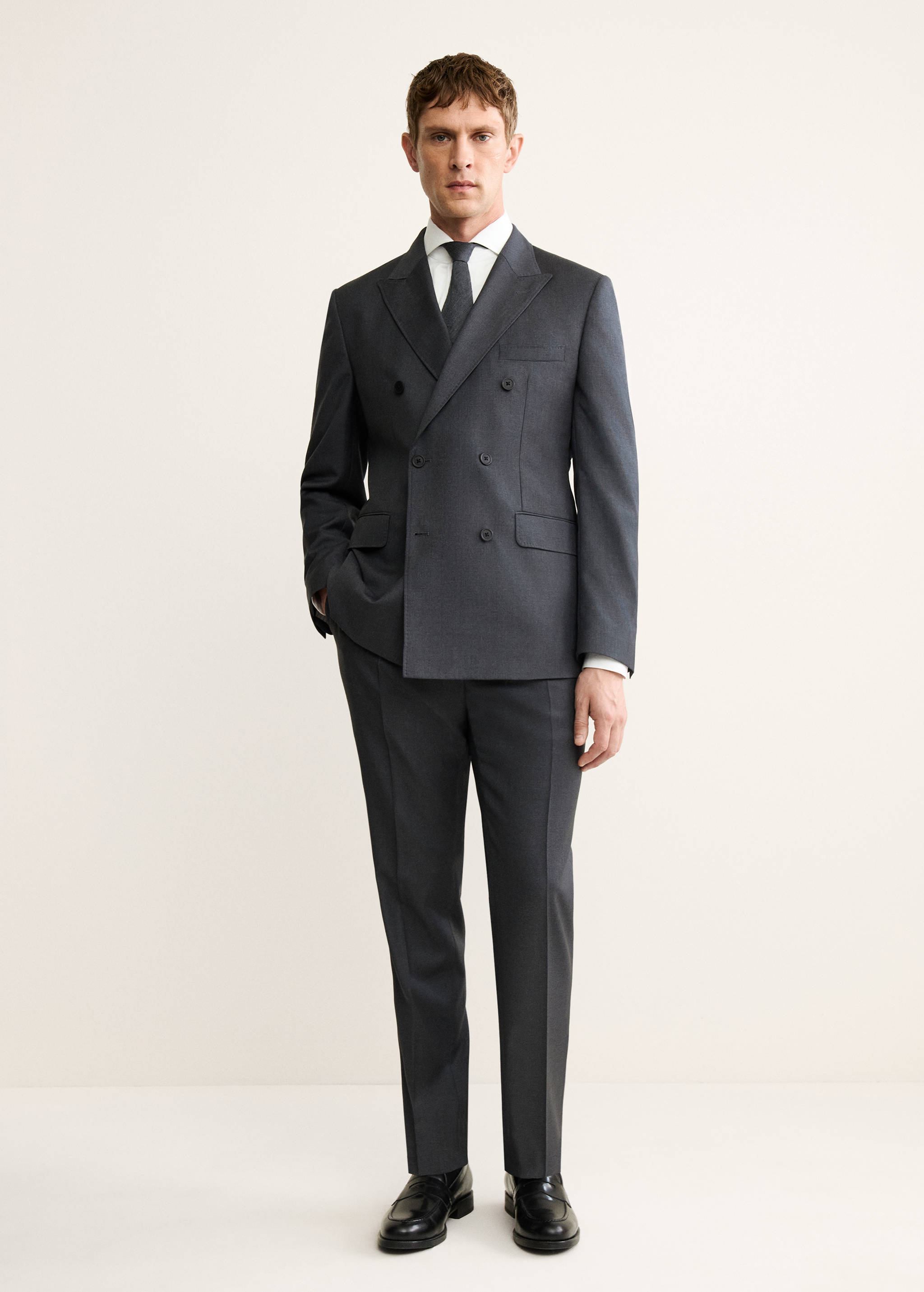100% wool flannel double-breasted jacket - General plane