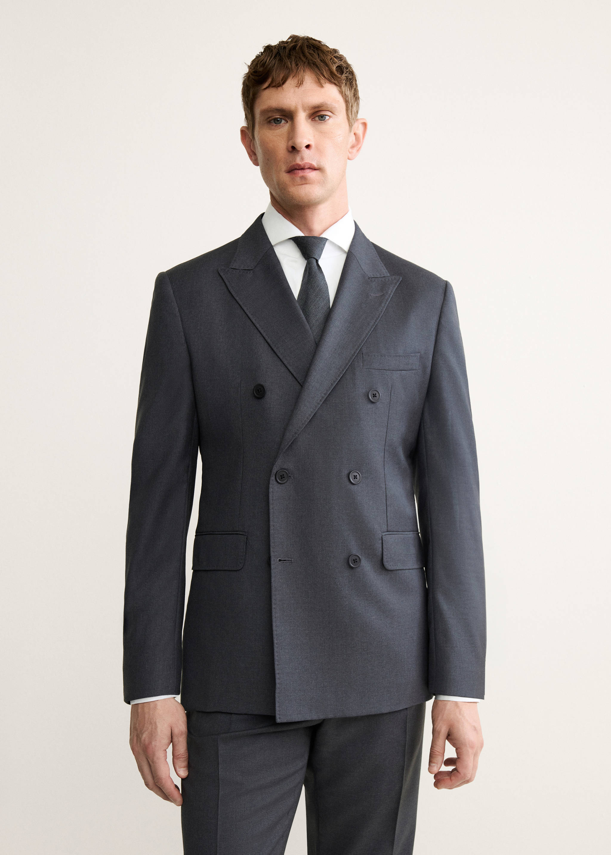 100% wool flannel double-breasted jacket - Medium plane