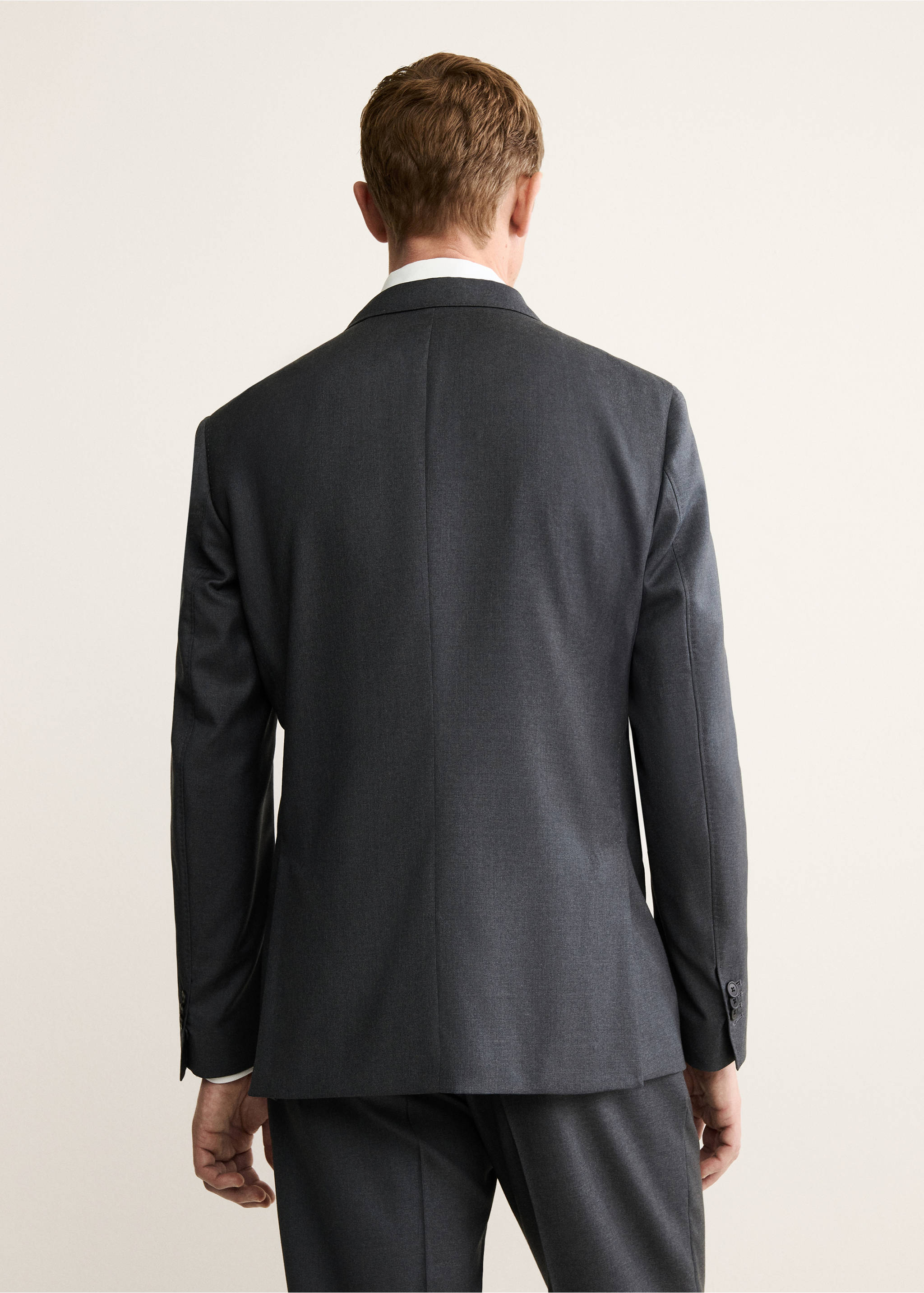 100% wool flannel double-breasted jacket - Reverse of the article, Dark Heather Grey. Ref: 17028274-00.