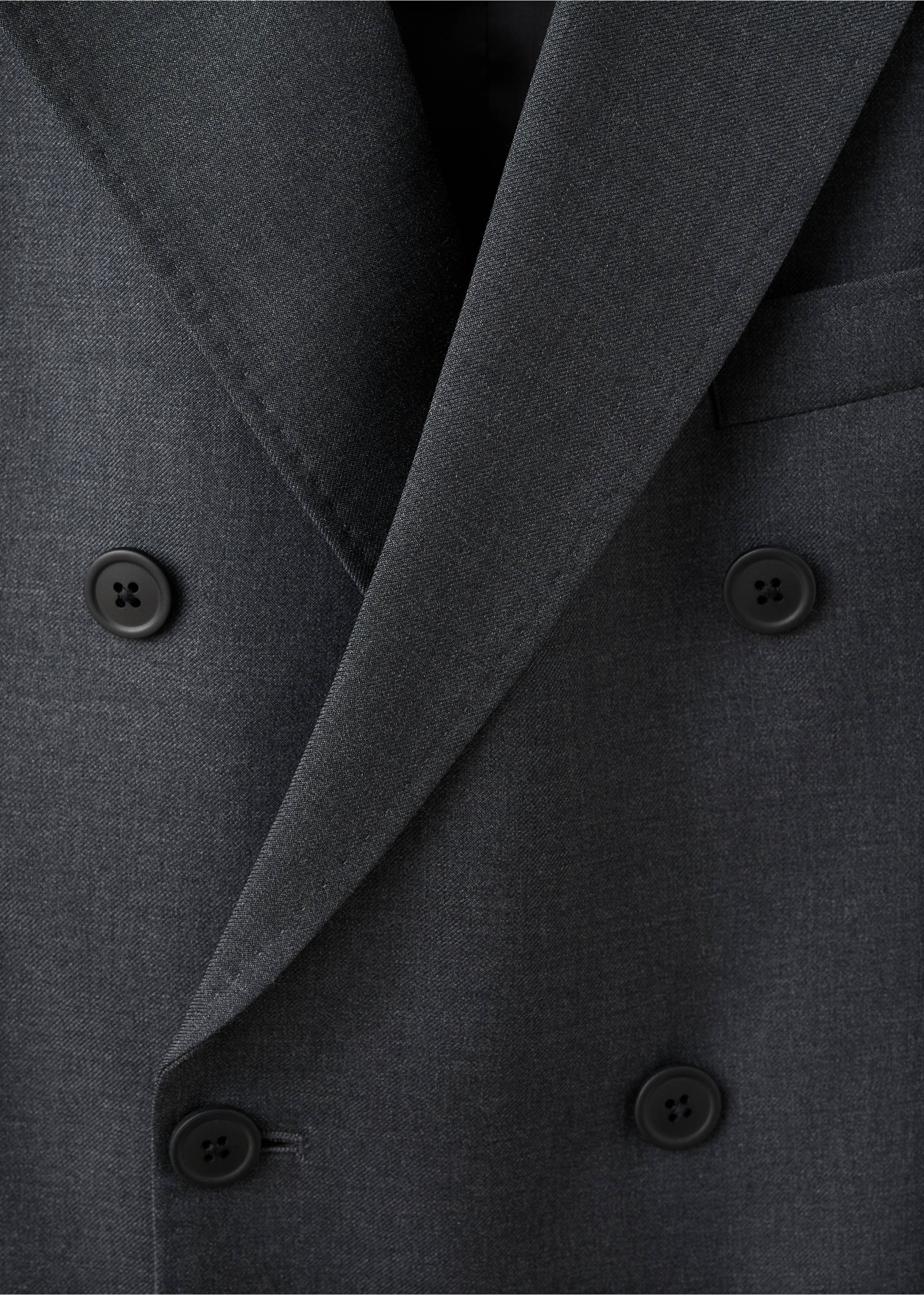 100% wool flannel double-breasted jacket - Reverse of the article, Dark Heather Grey. Ref: 17028274-00.