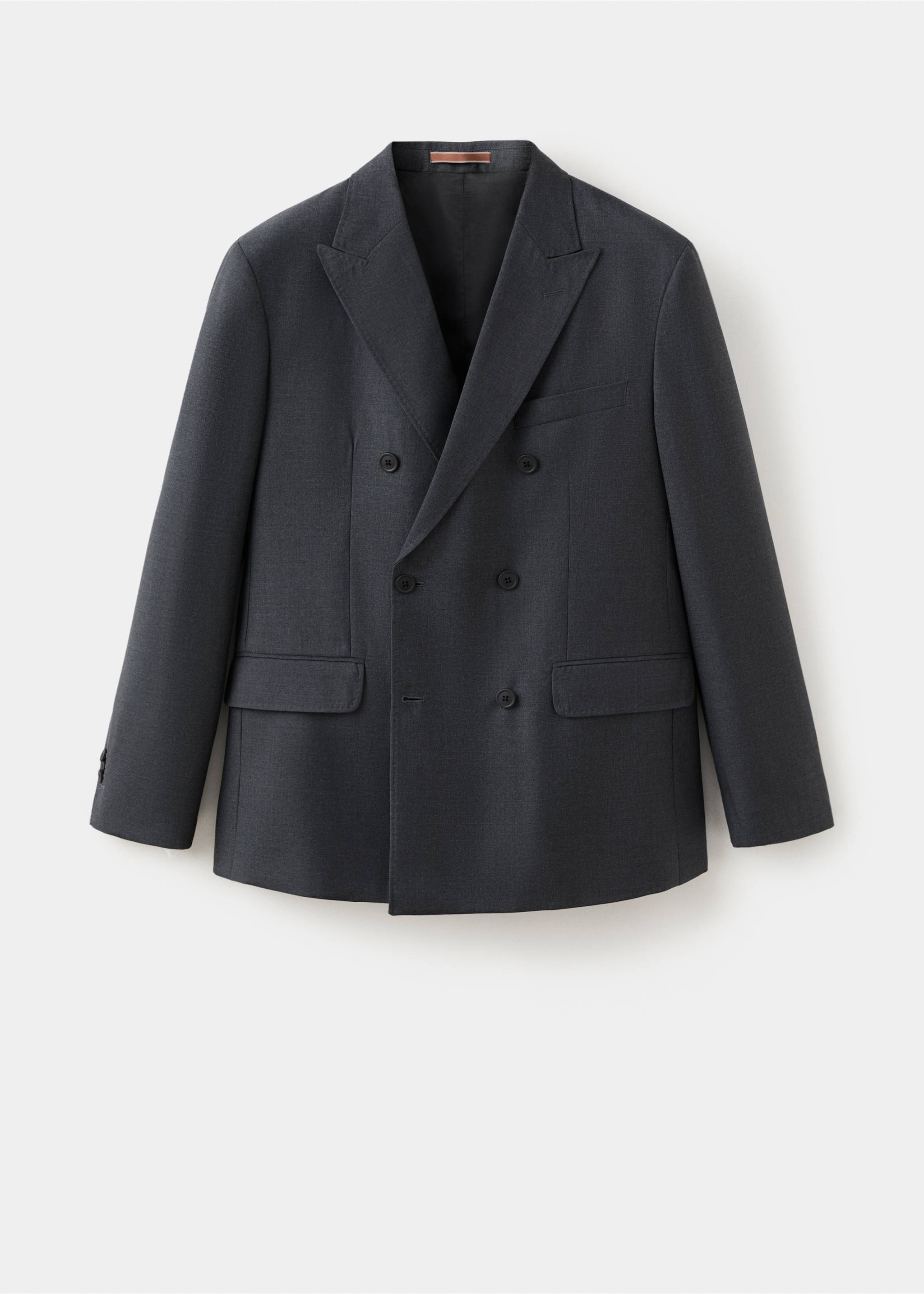 100% wool flannel double-breasted jacket - Article without model, Dark Heather Grey. Ref: 17028274-00.
