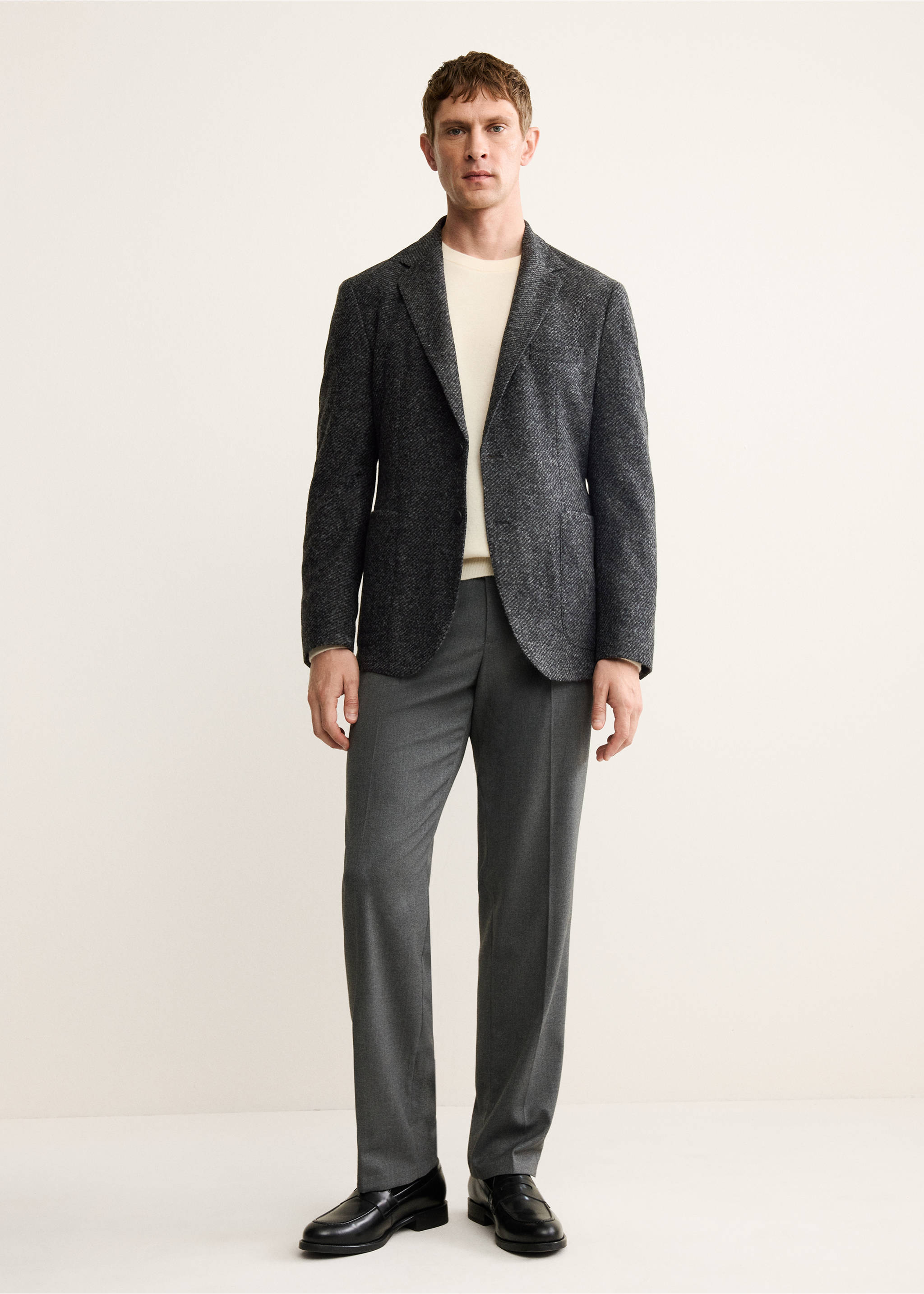 Slim fit wool blend blazer - General plane, Dark Heather Grey. Ref: 17028275-00.