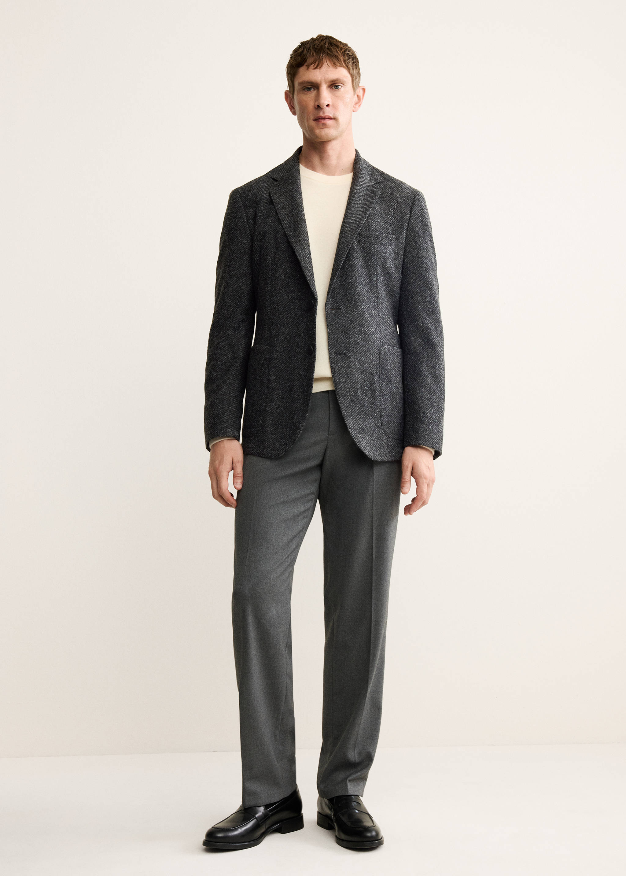 Slim fit wool blend blazer - General plane