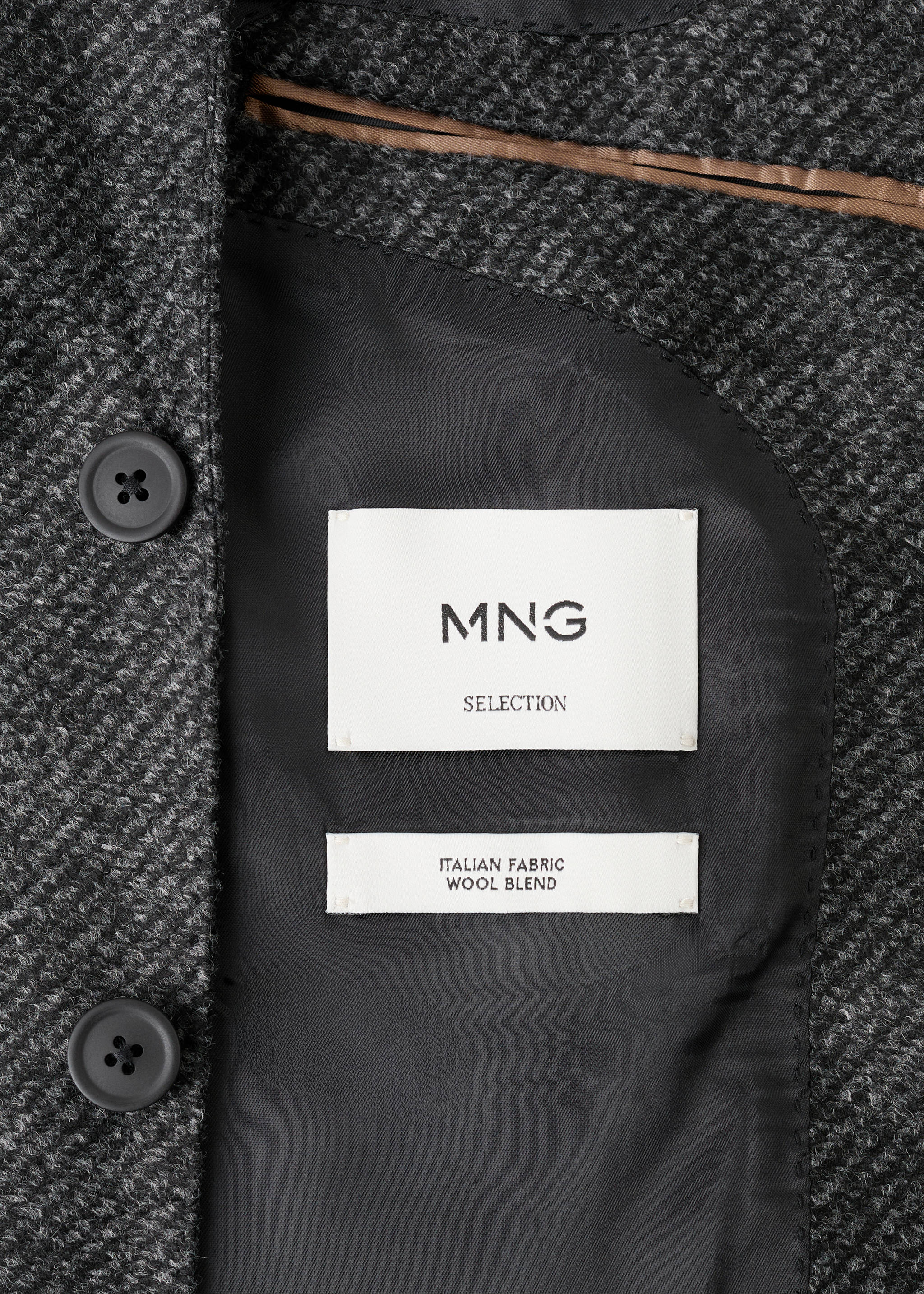 Slim fit wool blend blazer - Details of the article 0, Dark Heather Grey. Ref: 17028275-00.
