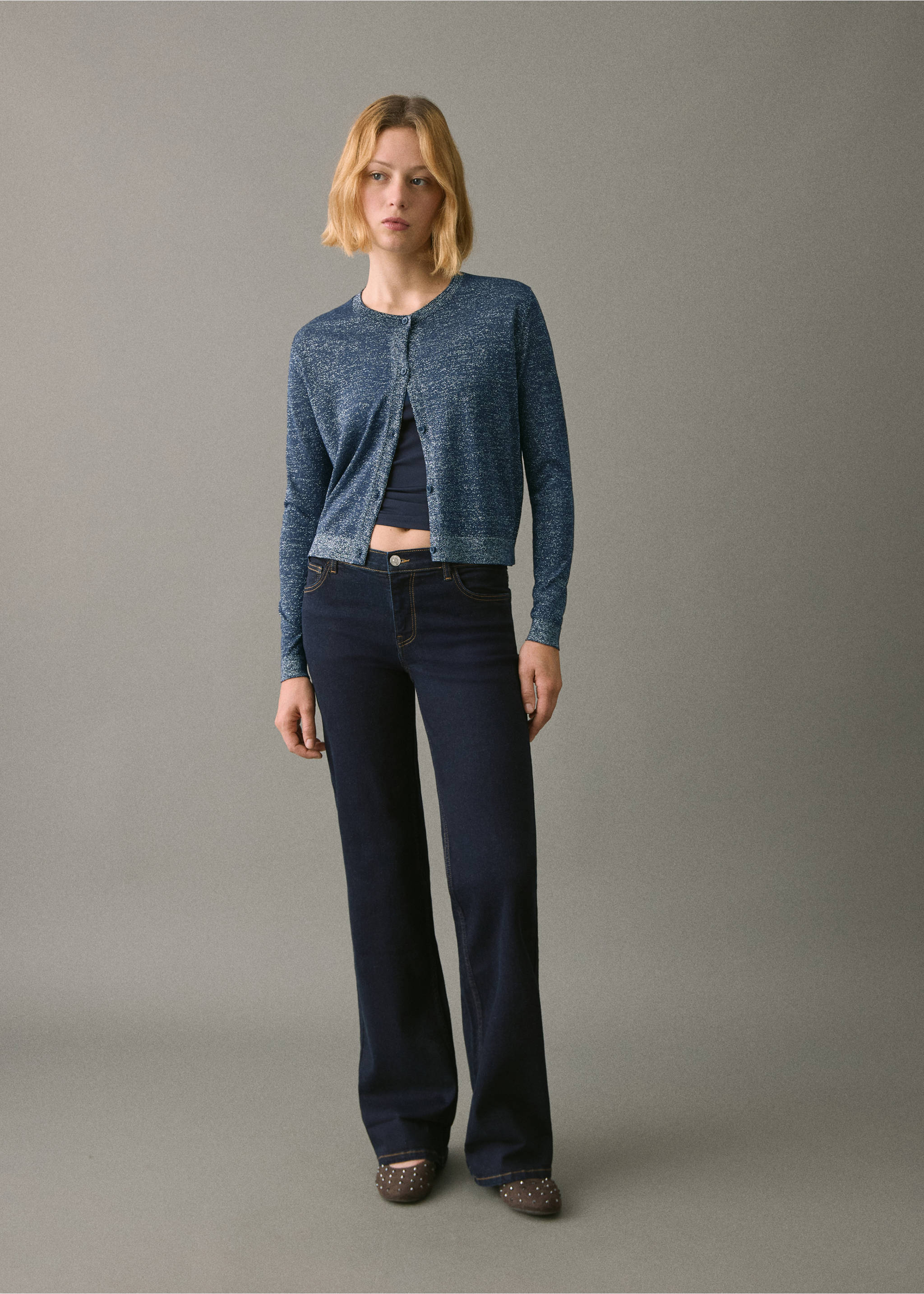 Lurex knitted cardigan - General plane, Navy. Ref: 17028636-00.