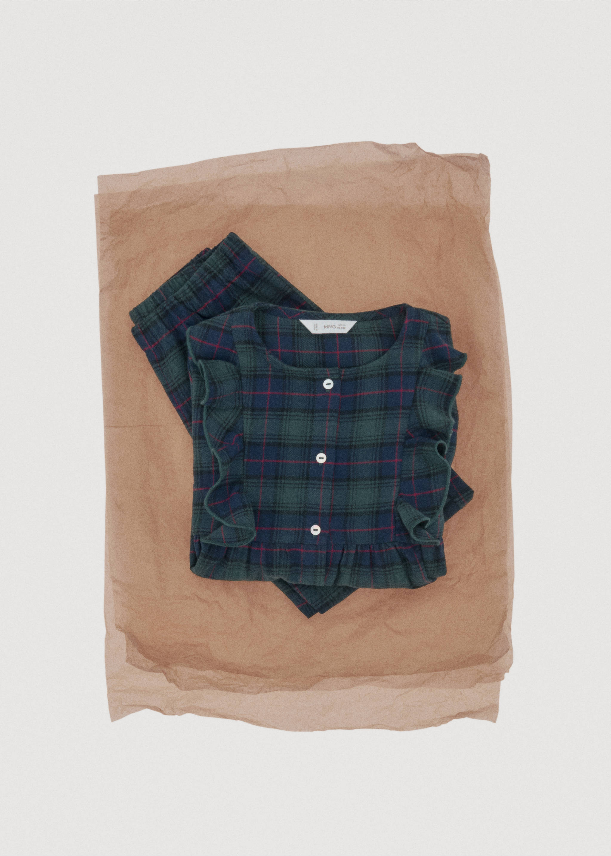 Set of long check pyjamas - Details of the article 7, Forest Green. Ref: 17029098-00.