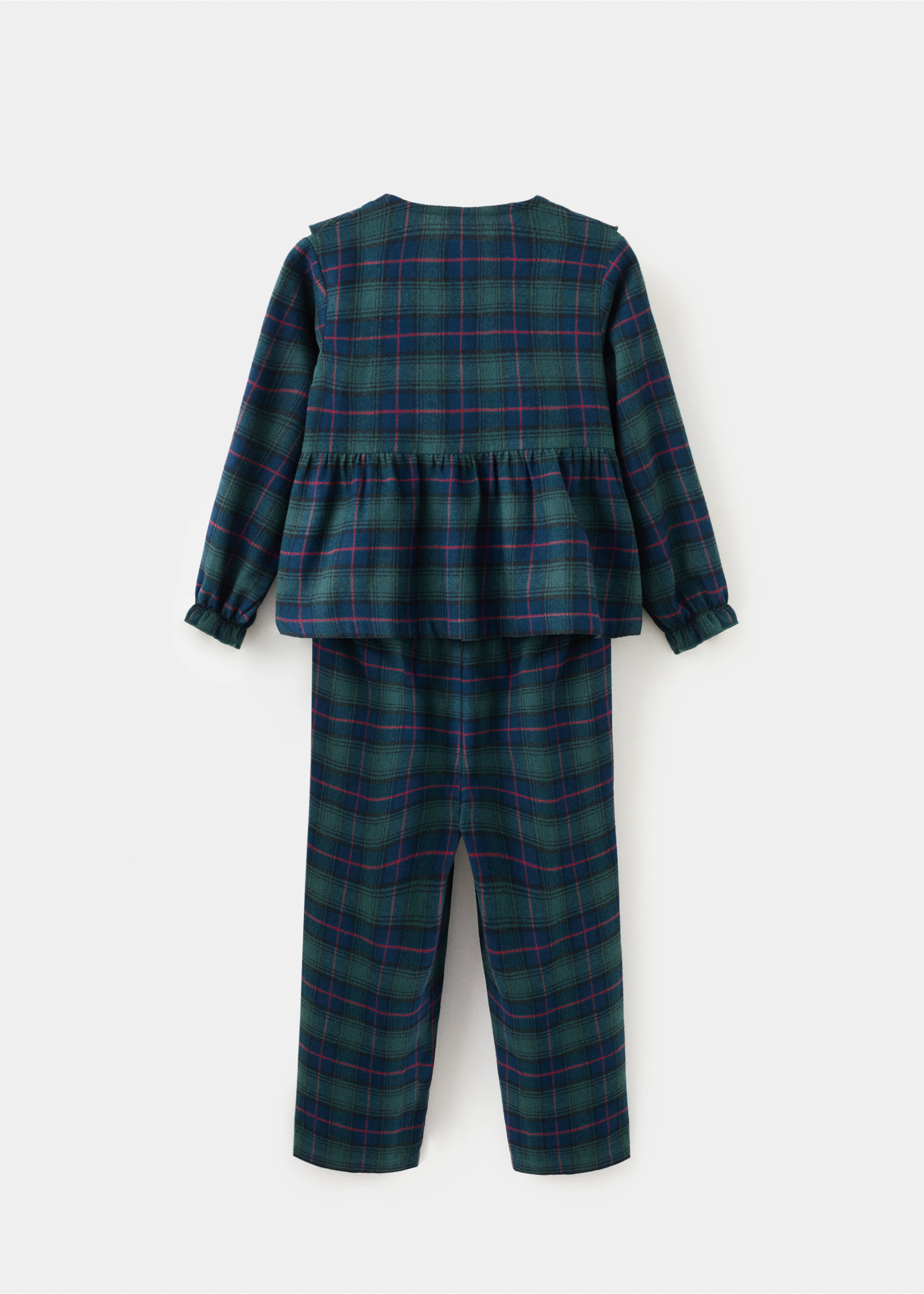 Set of long check pyjamas - Reverse of the article, Forest Green. Ref: 17029098-00.