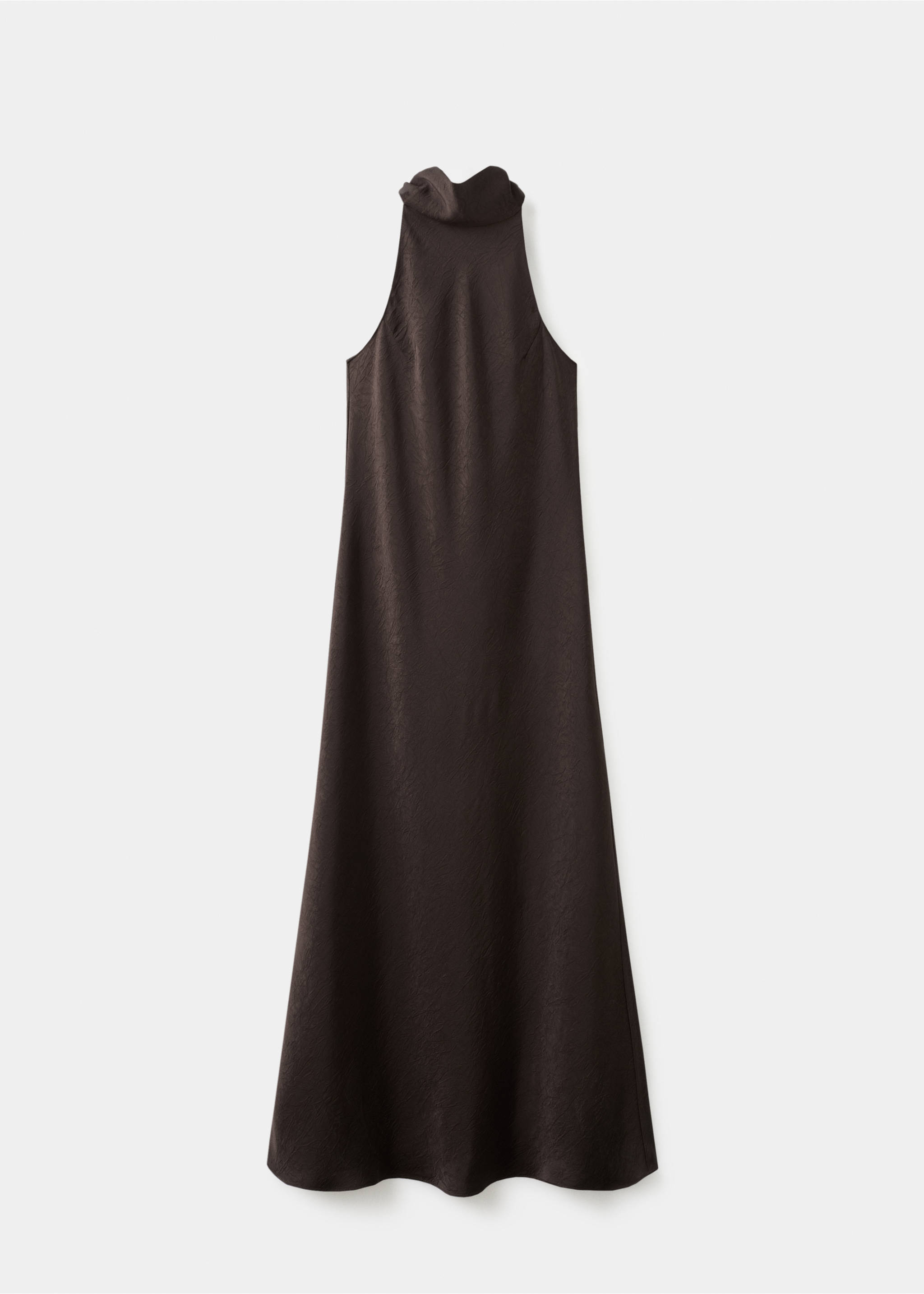 Satin dress with creased effect - Article without model, Chocolate. Ref: 17029107-00.