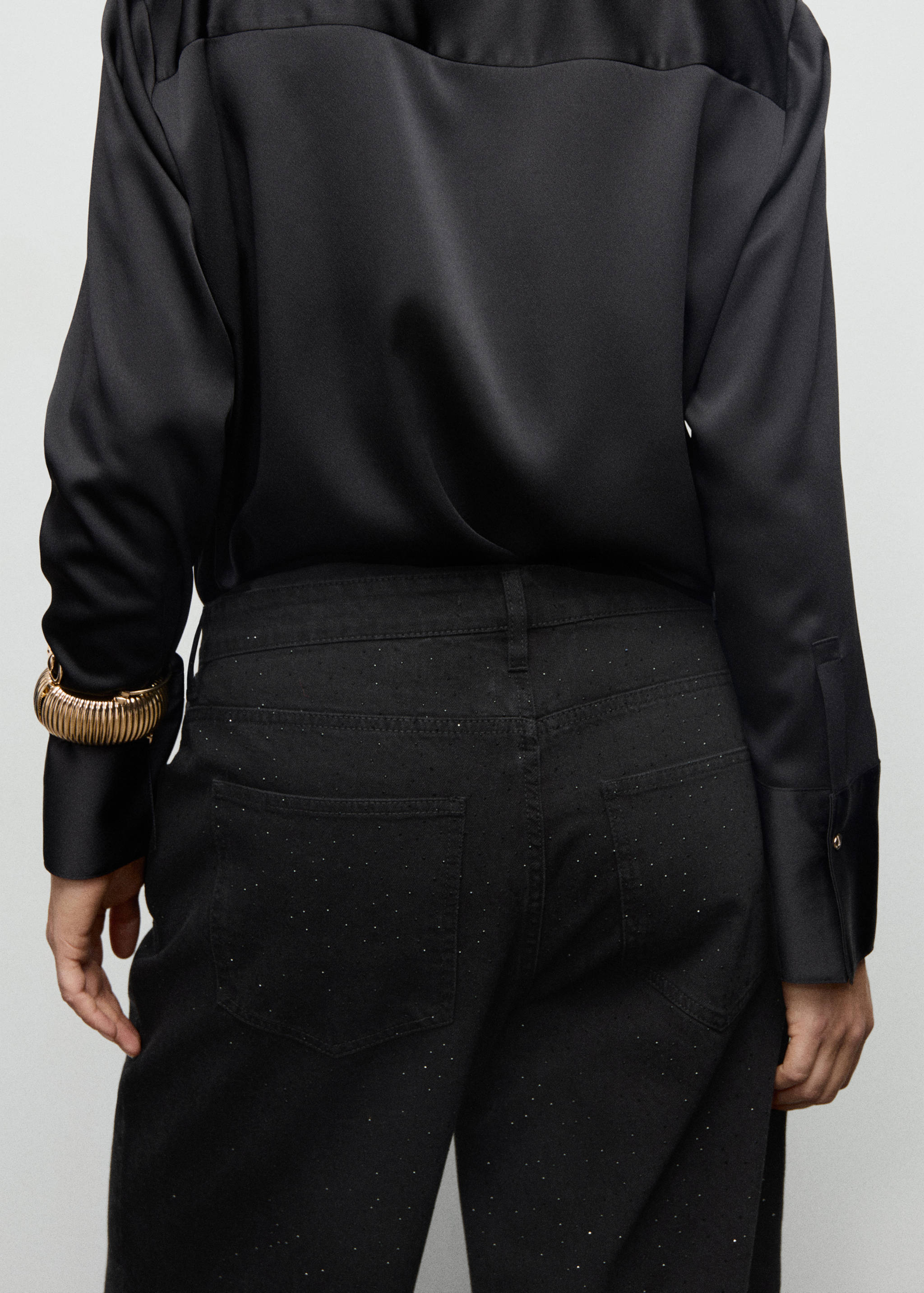 Džíny wide leg se štrasem - Detail zboží 4