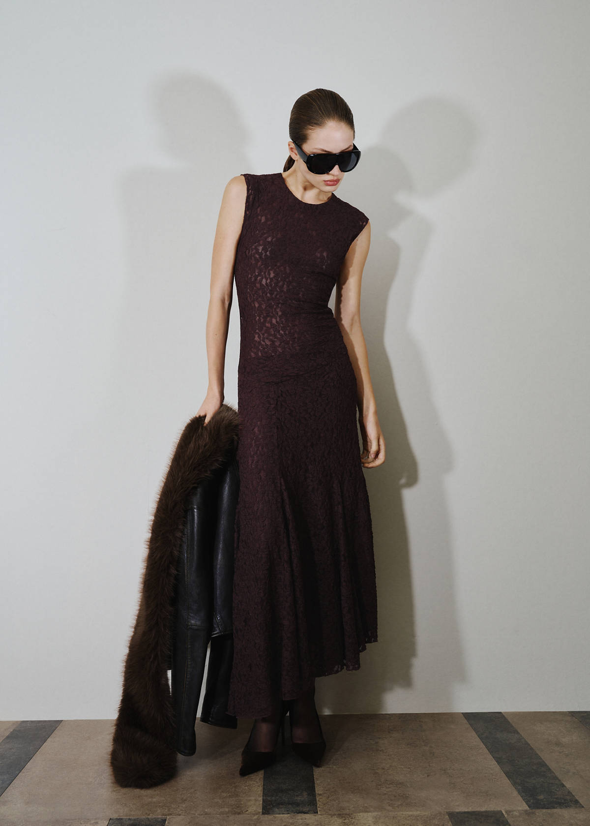 Asymmetric lace dress