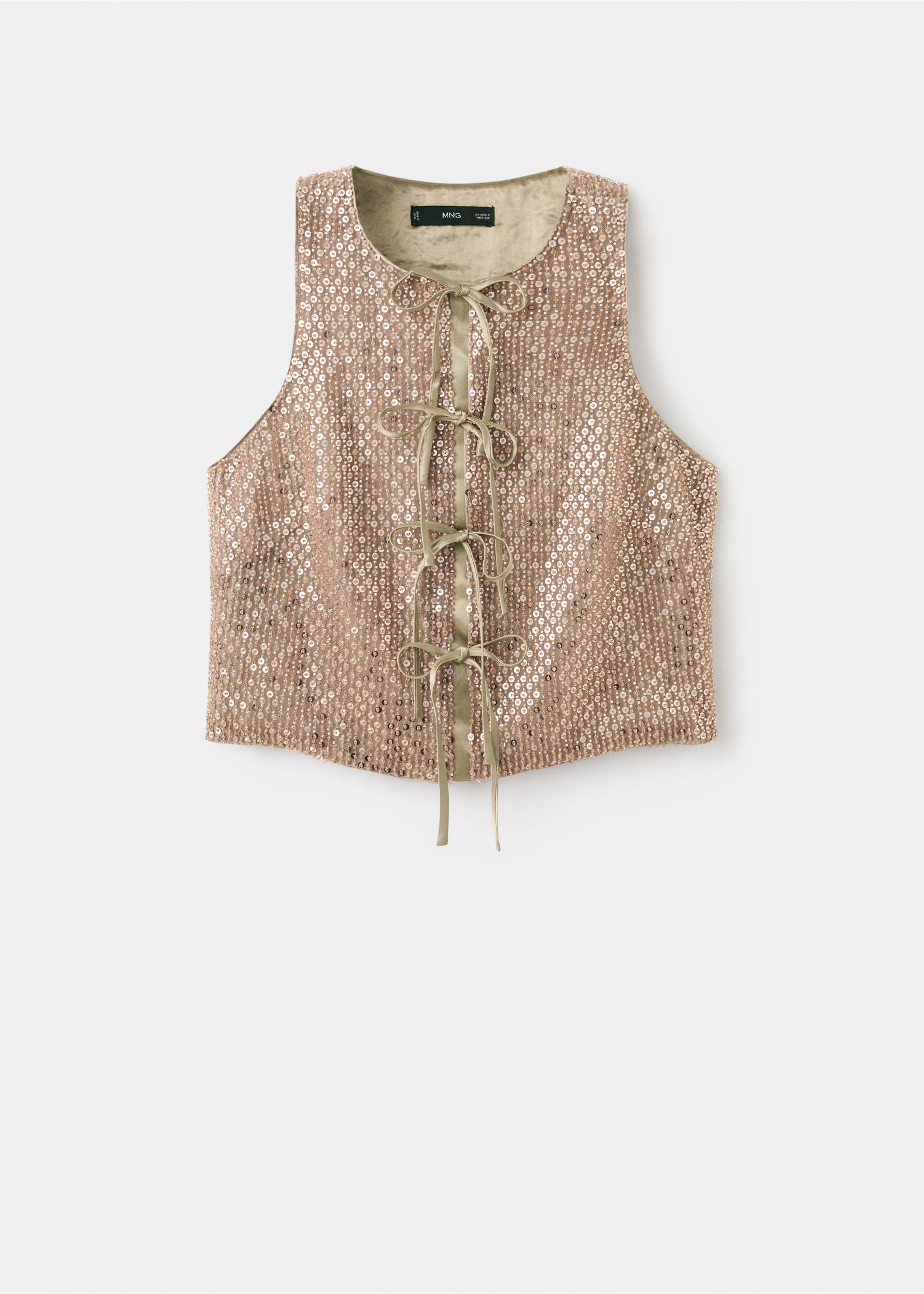 Top with sequins and bow - Article without model, Brown. Ref: 17029209-00.