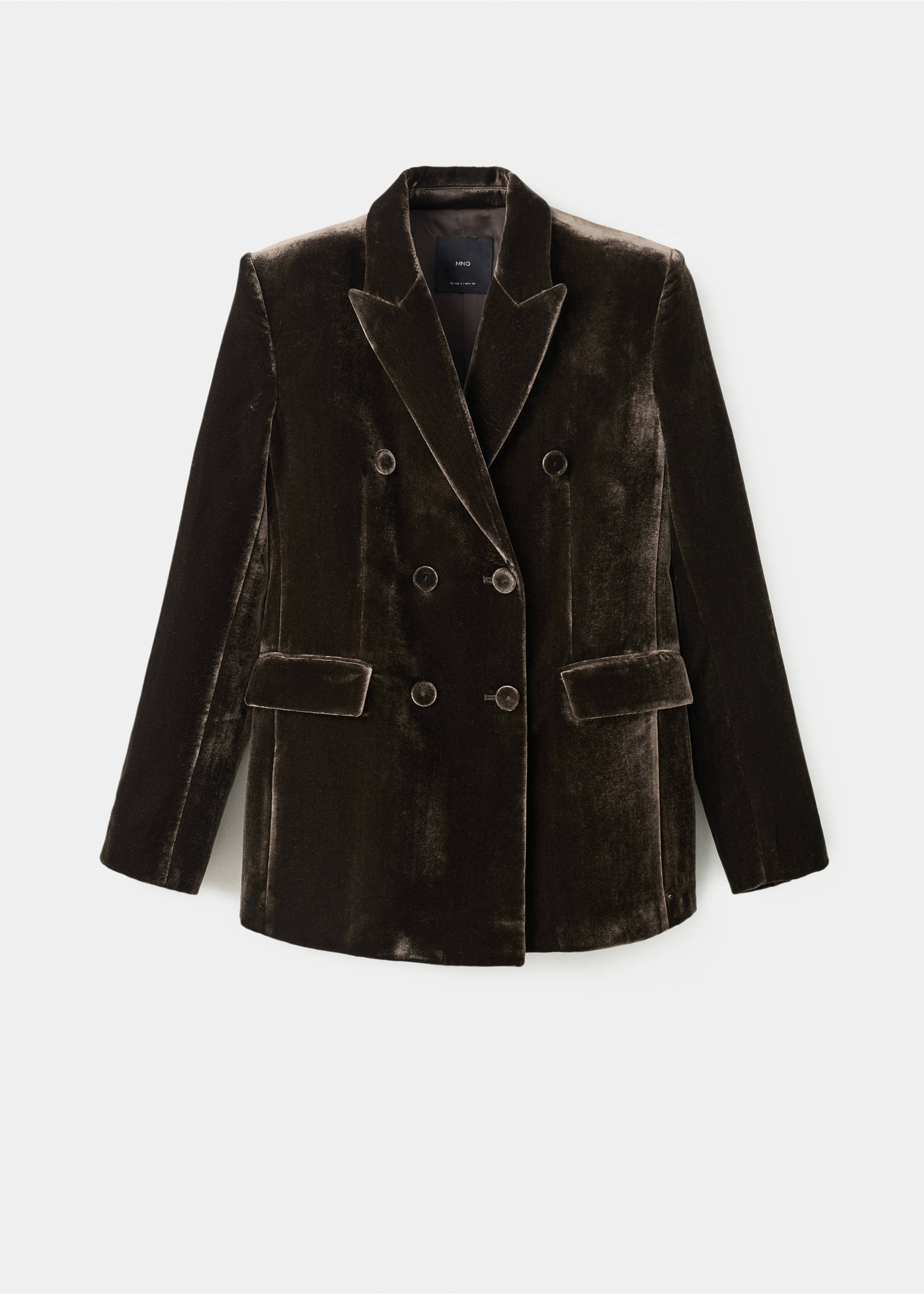 Double-breasted velvet suit jacket - Article without model, Chocolate. Ref: 17029407-00.