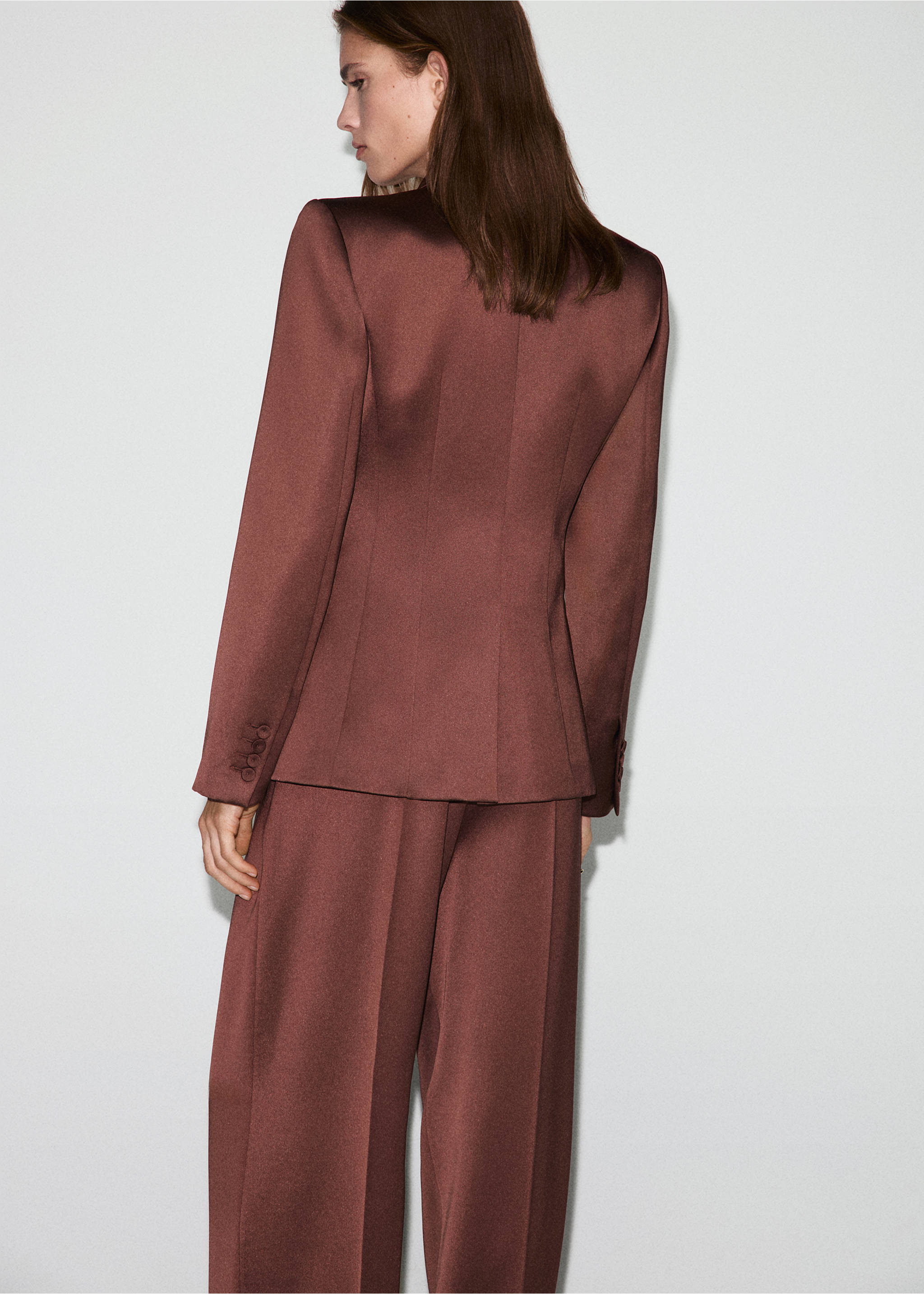 Brown tailored blazer, back view, worn with matching trousers, Brown. Ref: 17029408-00.