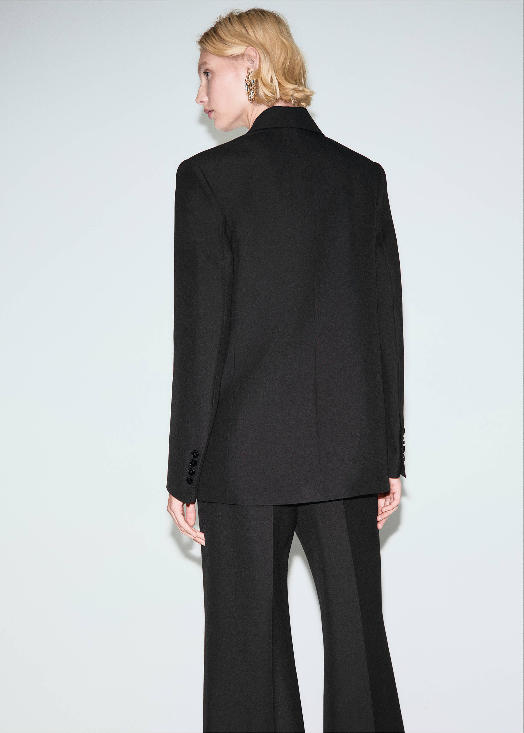 Double-breasted wool blend blazer - Reverse of the article, Black. Ref: 17029409-00.