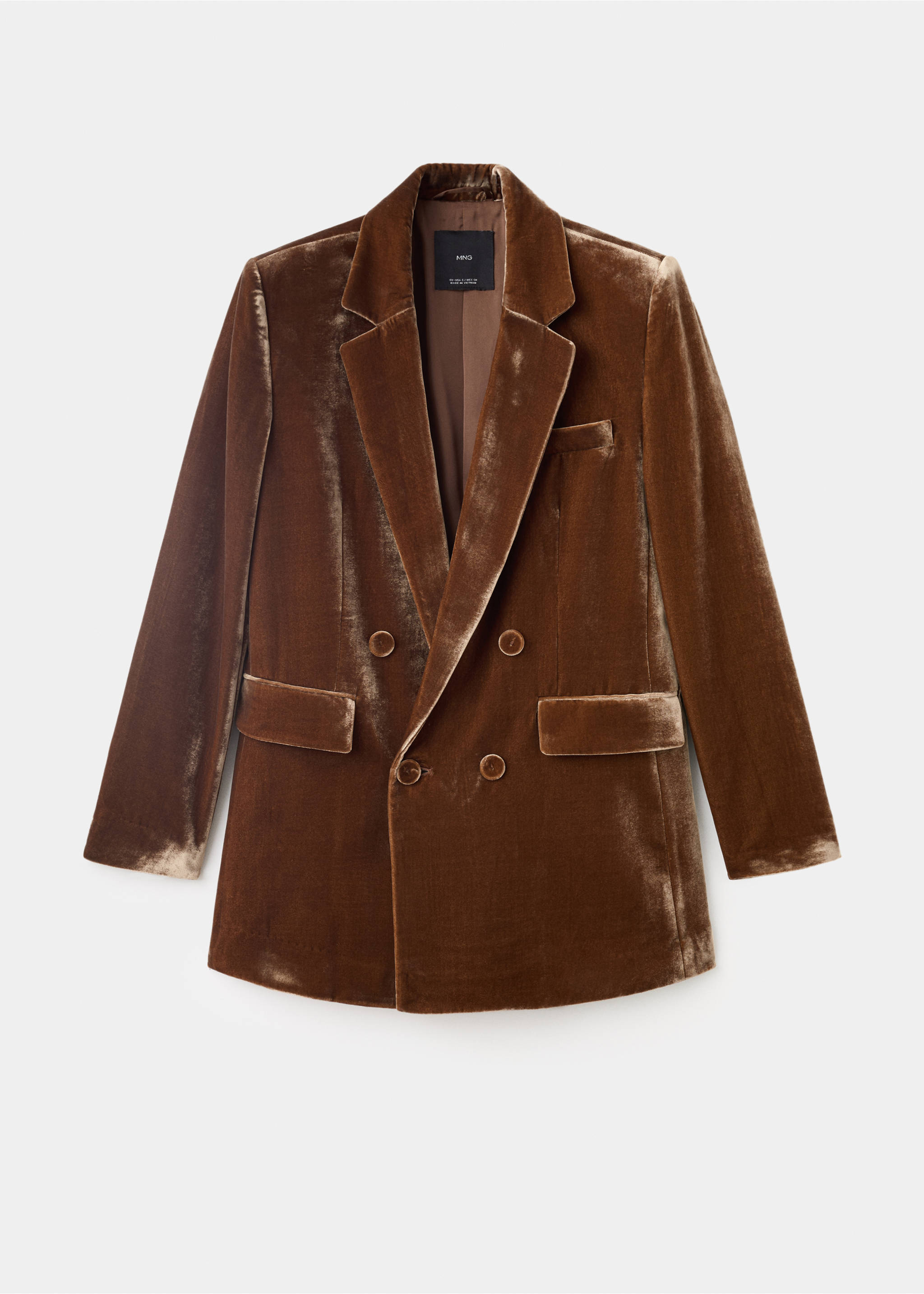 Double-breasted velvet suit jacket - Article without model, Caramel. Ref: 17029410-00.