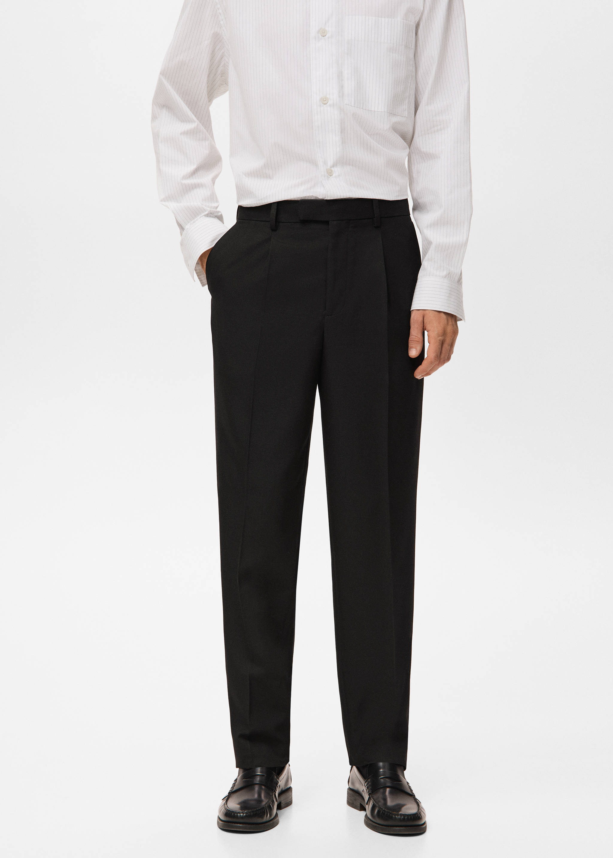 Regular-fit suit trousers with pleats - Medium plane
