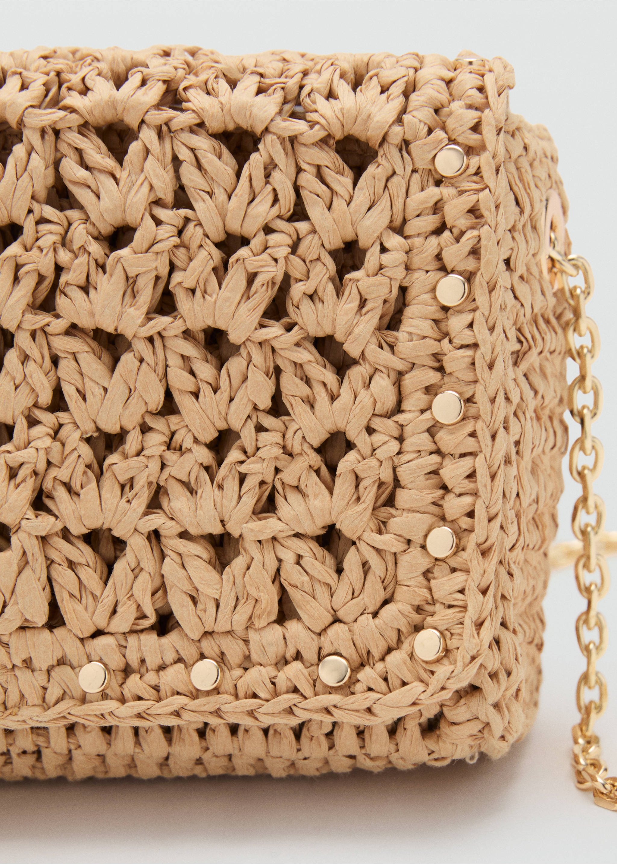 Mini natural fibre crossbody bag - Details of the article 2, Beige. Ref: 17031121-00.