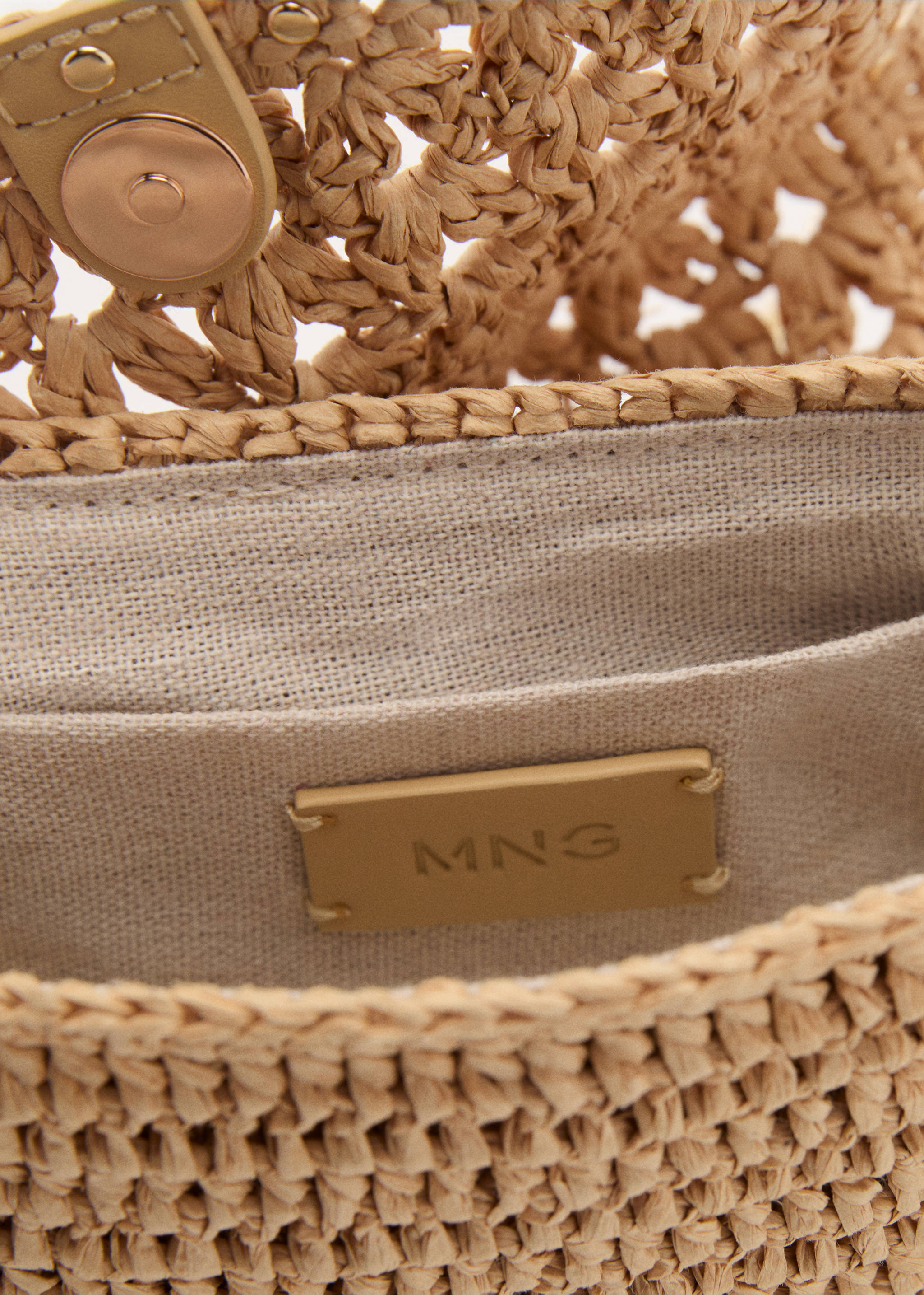 Mini natural fibre crossbody bag - Details of the article 3, Beige. Ref: 17031121-00.