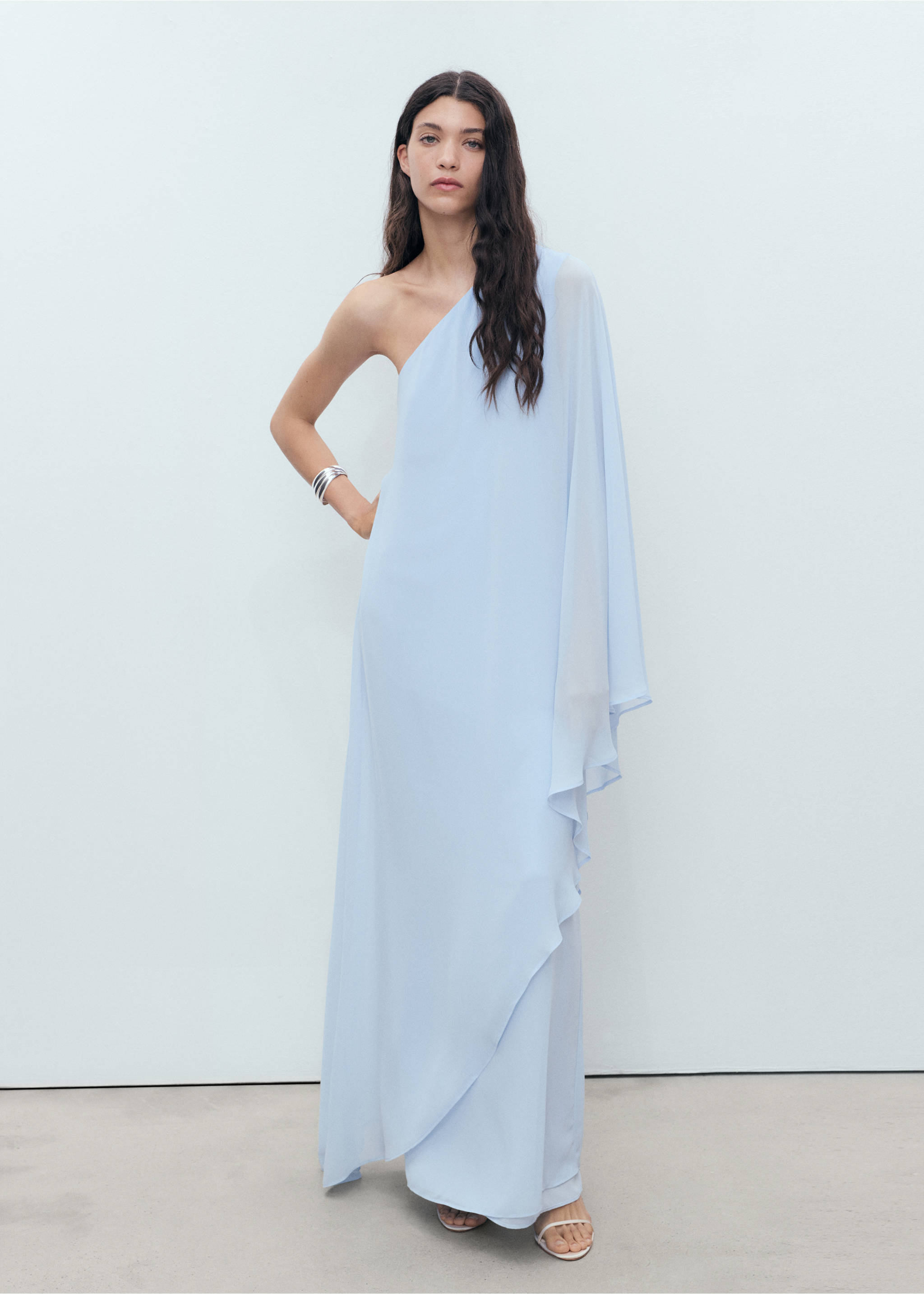 Asymmetrical double-layer dress - General plane, Blue. Ref: 17031125-00.