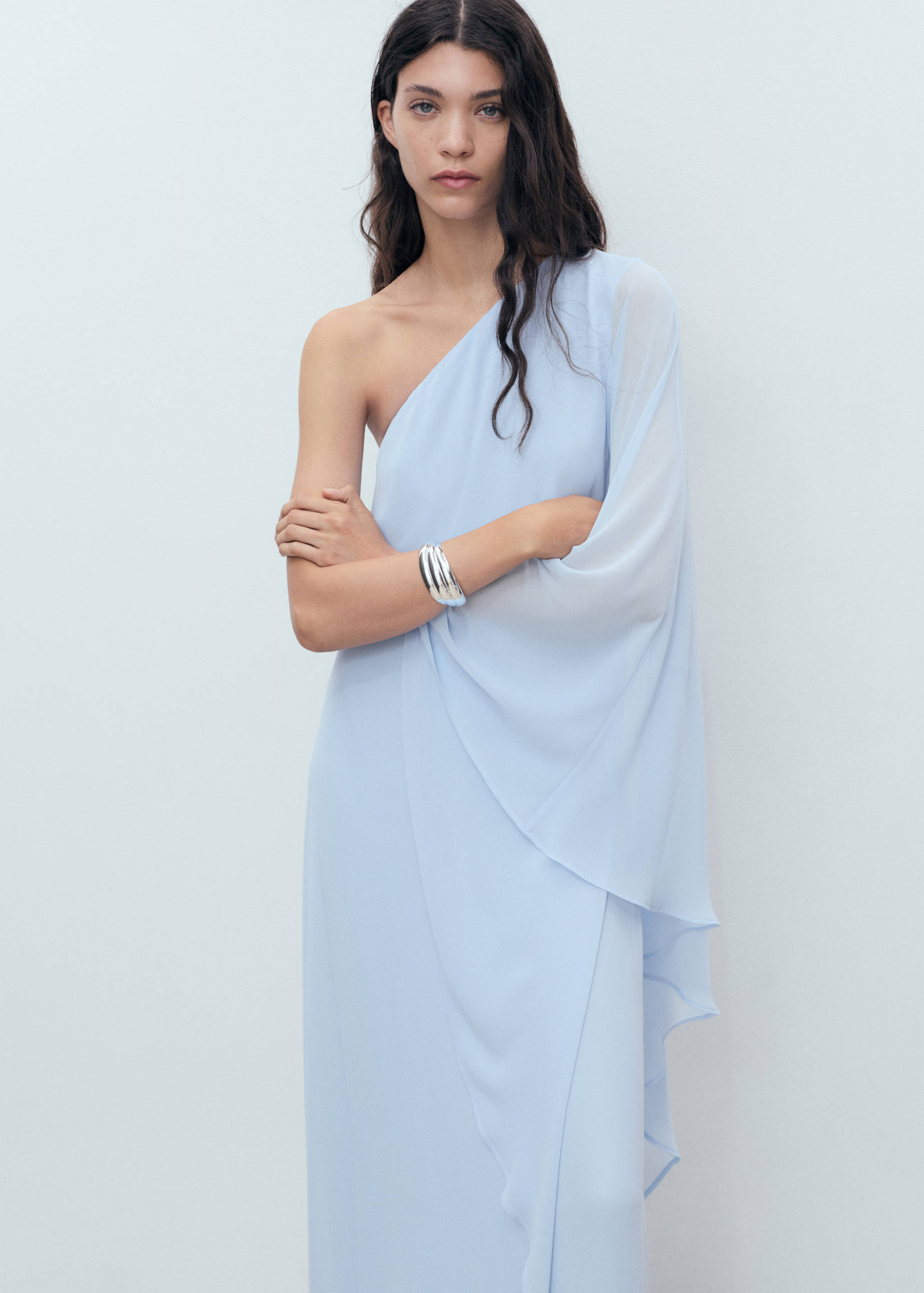 Asymmetrical double-layer dress - Medium plane