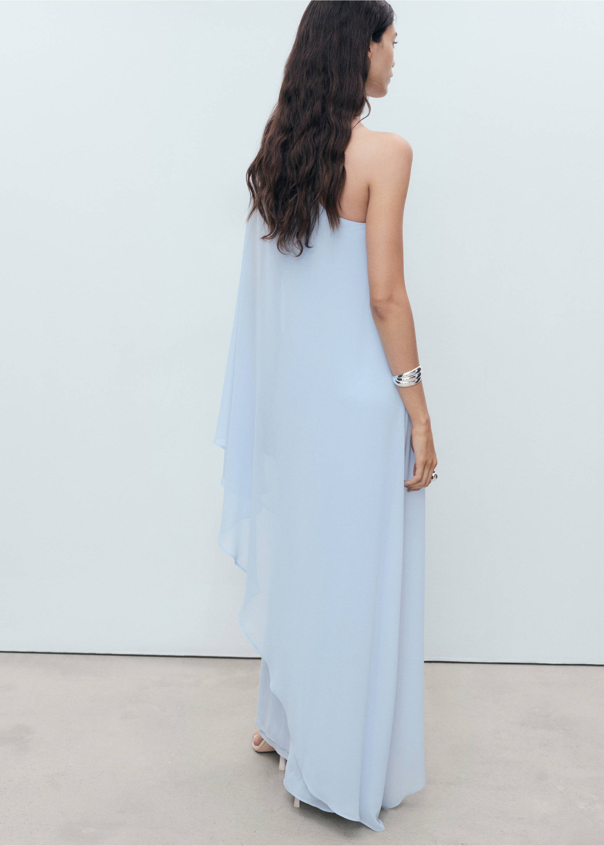 Asymmetrical double-layer dress - Reverse of the article, Blue. Ref: 17031125-00.