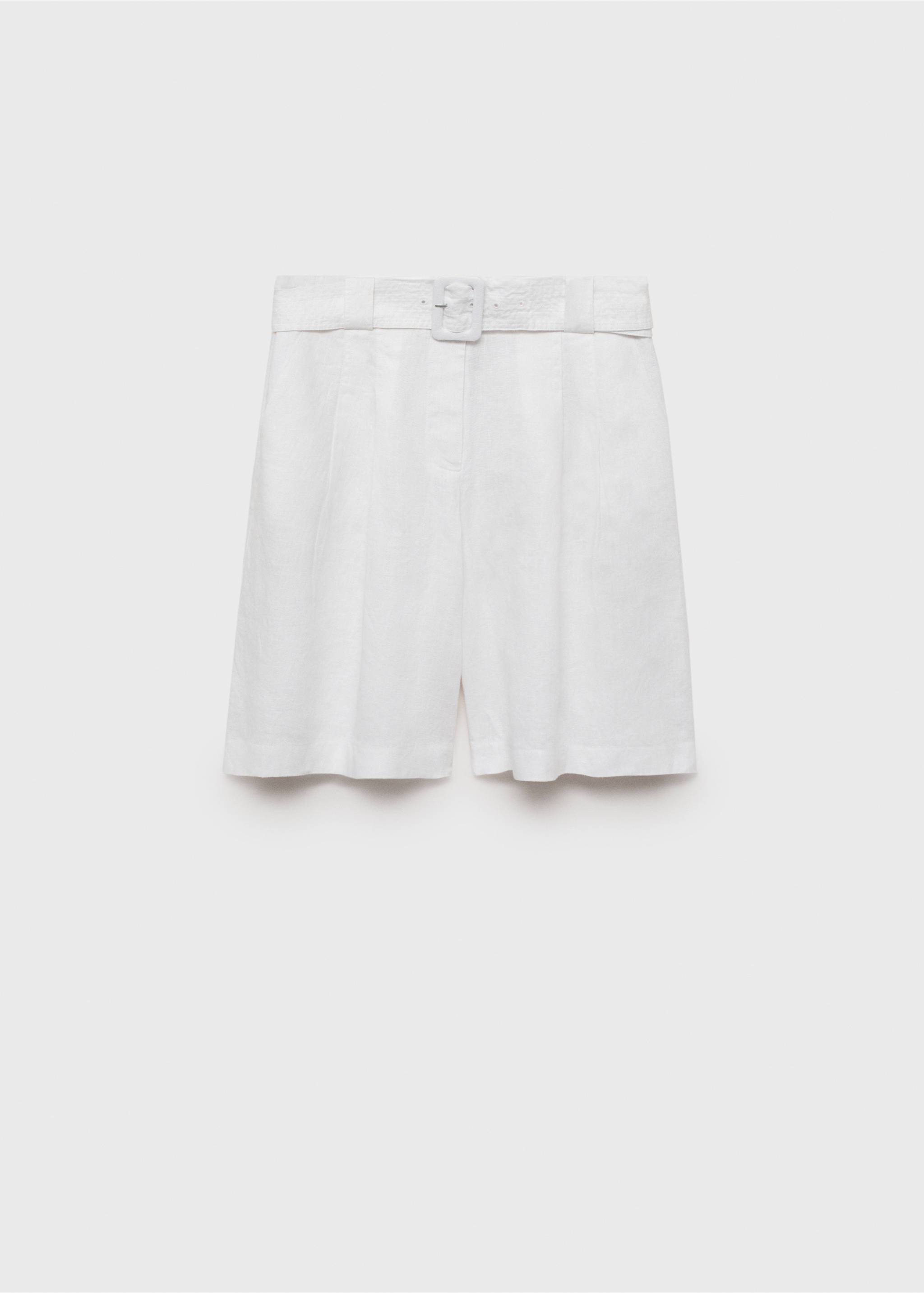 Belt linen-blend Bermuda shorts - Article without model, White. Ref: 17031126-00.