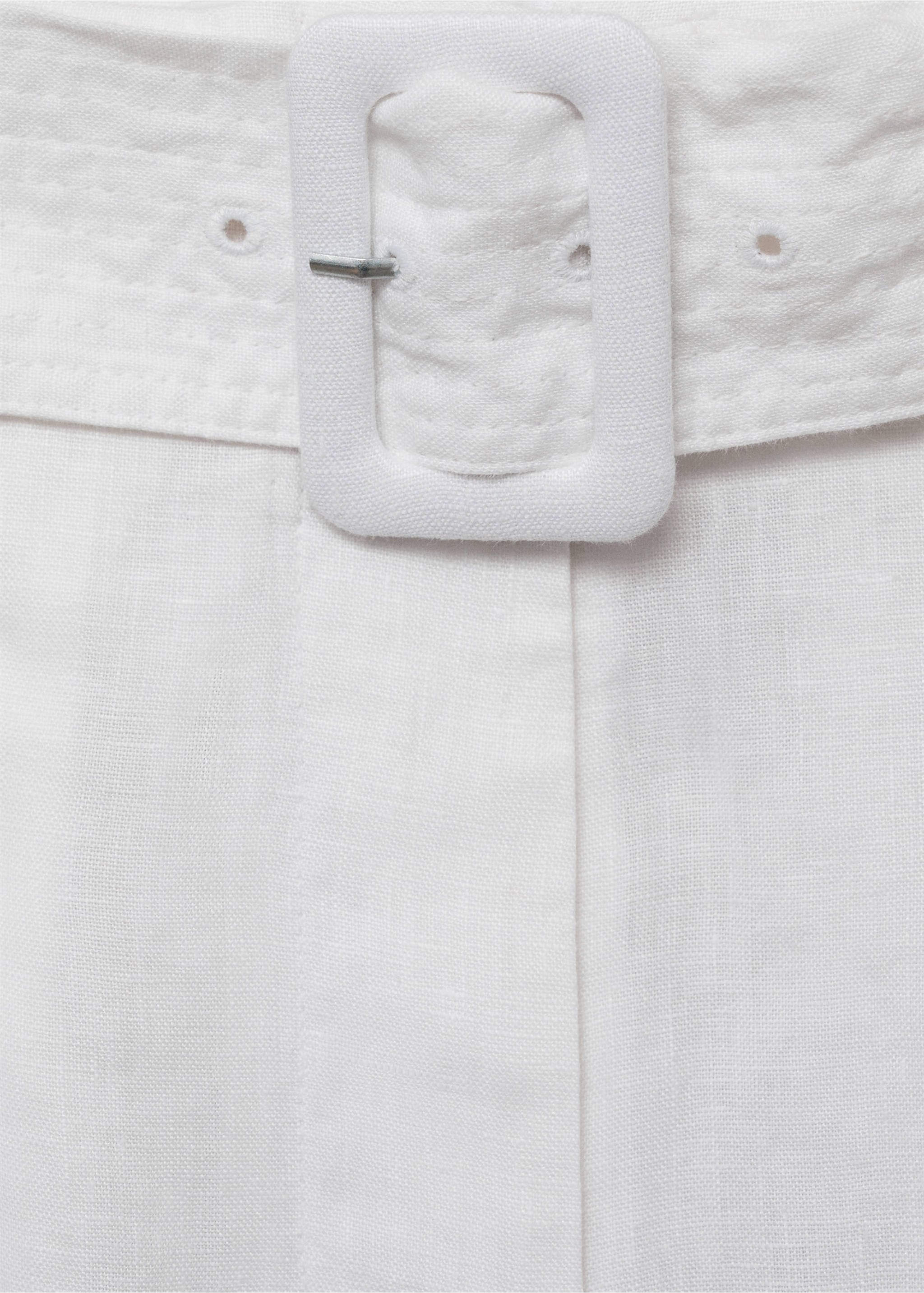 Belt linen-blend Bermuda shorts - Details of the article 8, White. Ref: 17031126-00.
