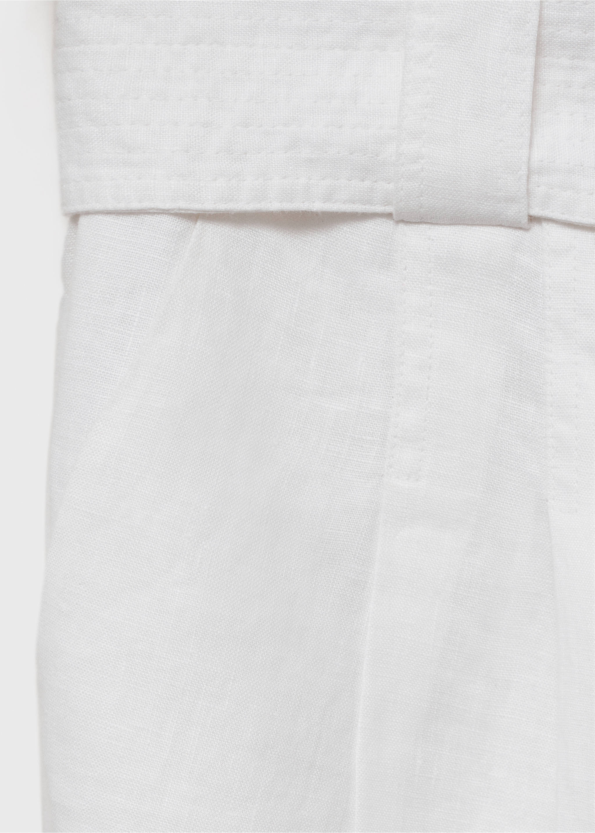 Belt linen-blend Bermuda shorts - Details of the article 0, White. Ref: 17031126-00.