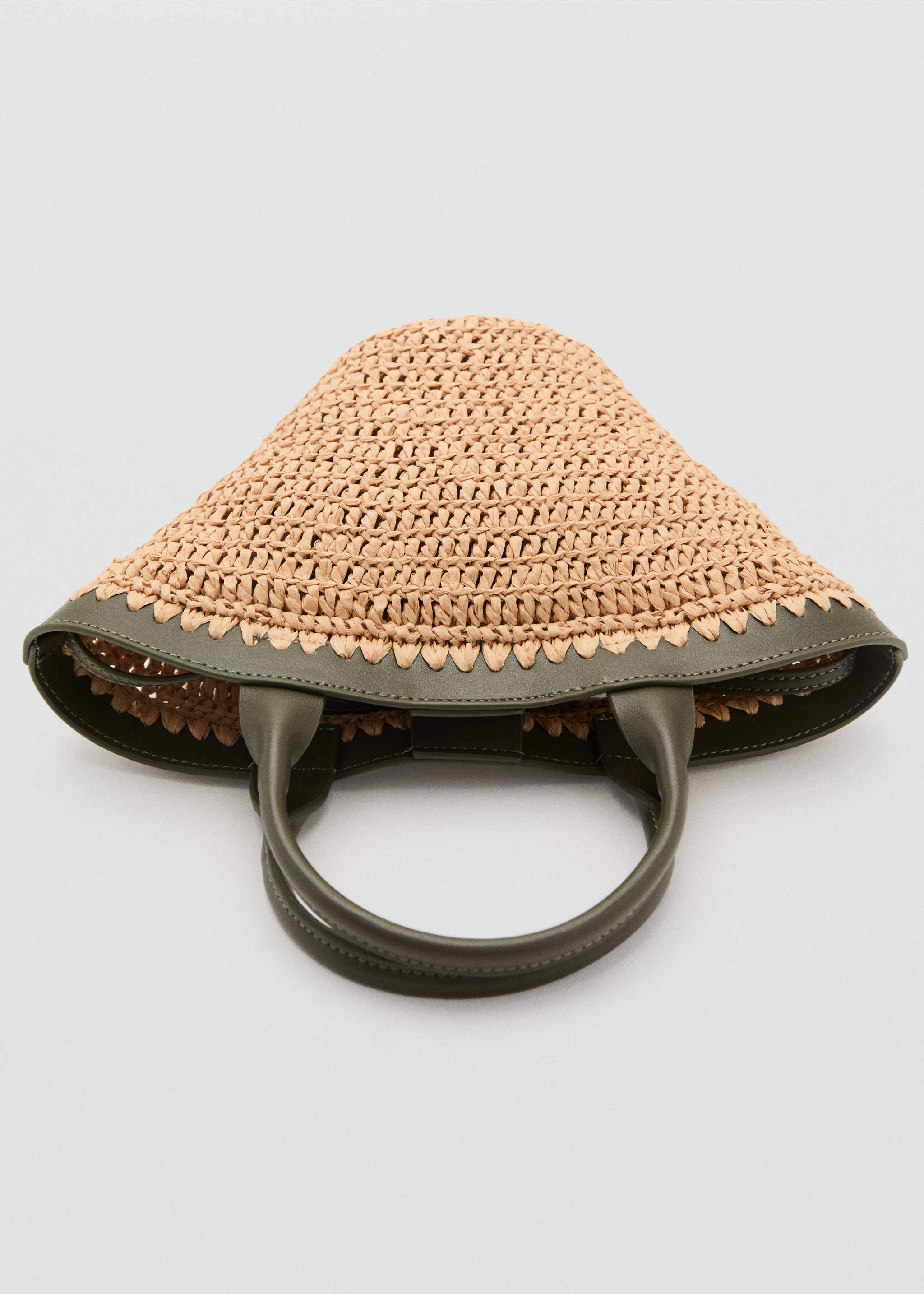 Small double-handle natural fibre bag - Details of the article 3, Khaki. Ref: 17031127-00.