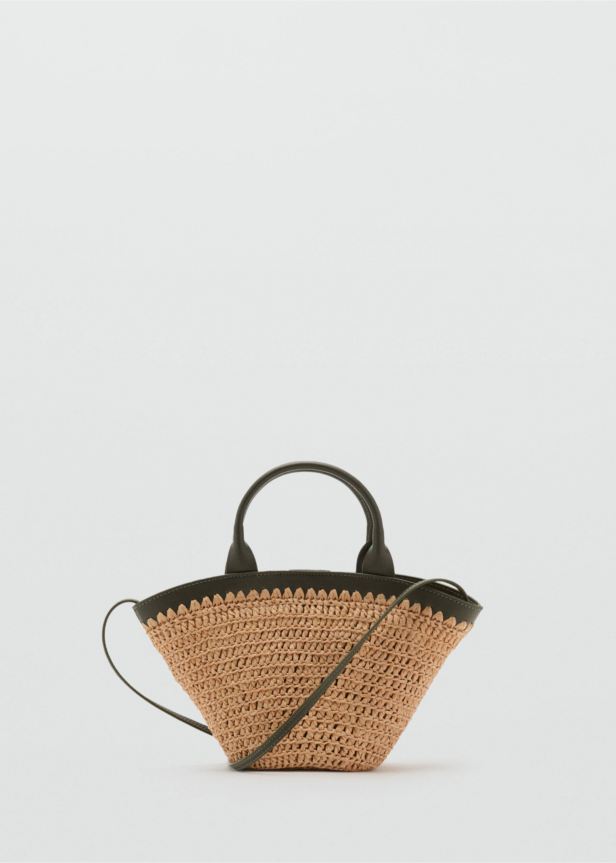 Small double-handle natural fibre bag - Article without model, Khaki. Ref: 17031127-00.