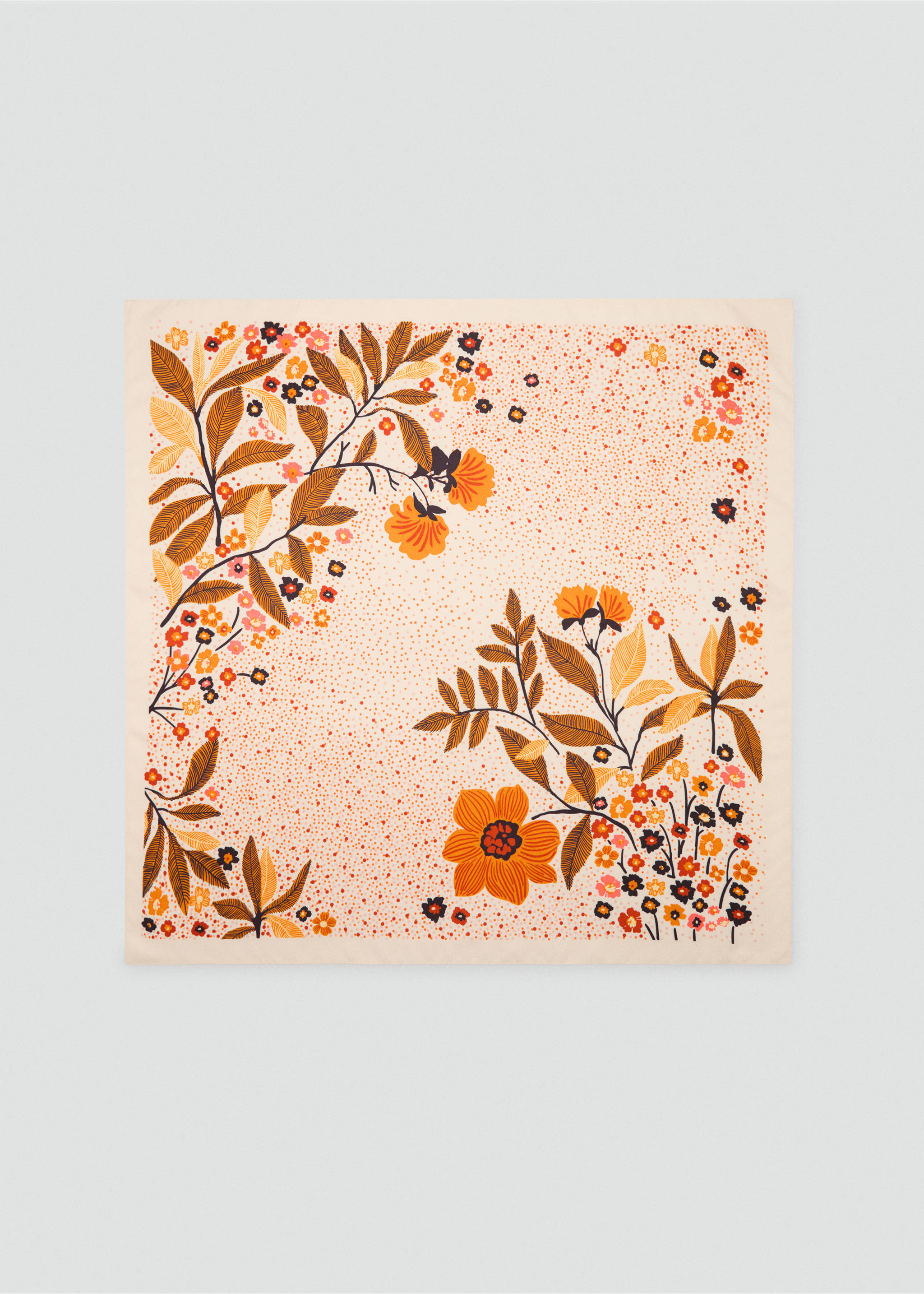 Floral print scarf - Article without model, Ecru. Ref: 17031131-00.