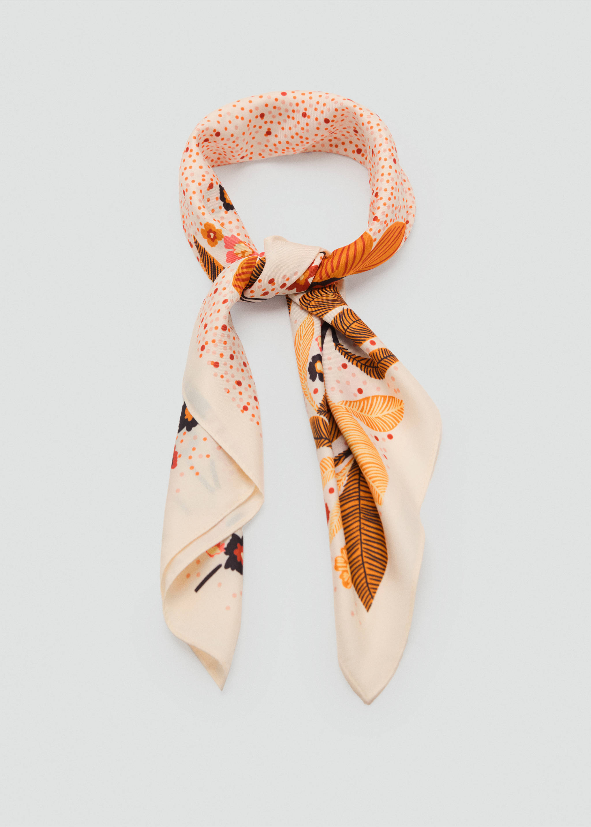 Floral print scarf - Details of the article 1, Ecru. Ref: 17031131-00.