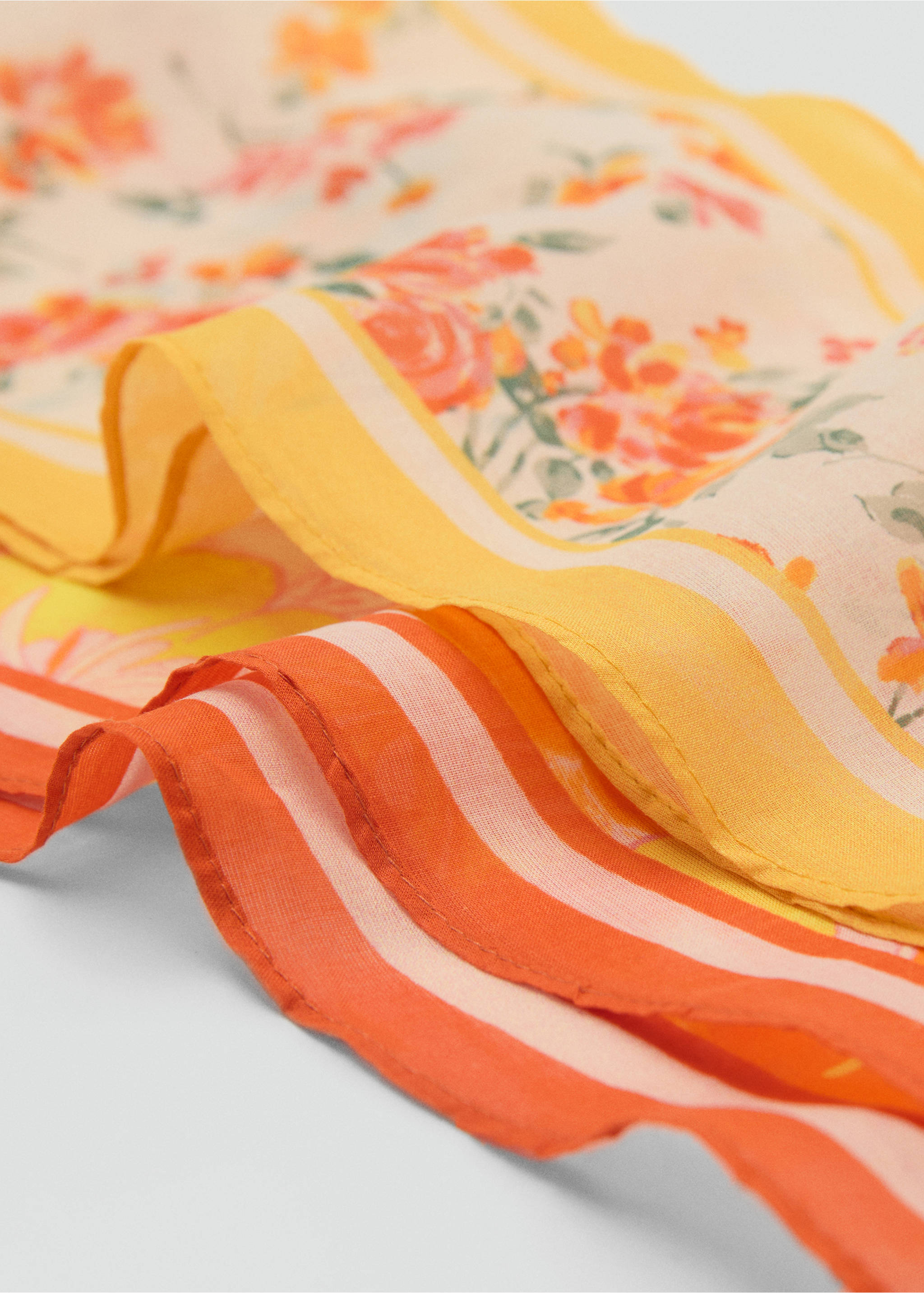 Set of 2 floral-print scarves - Medium plane, Orange. Ref: 17031132-00.
