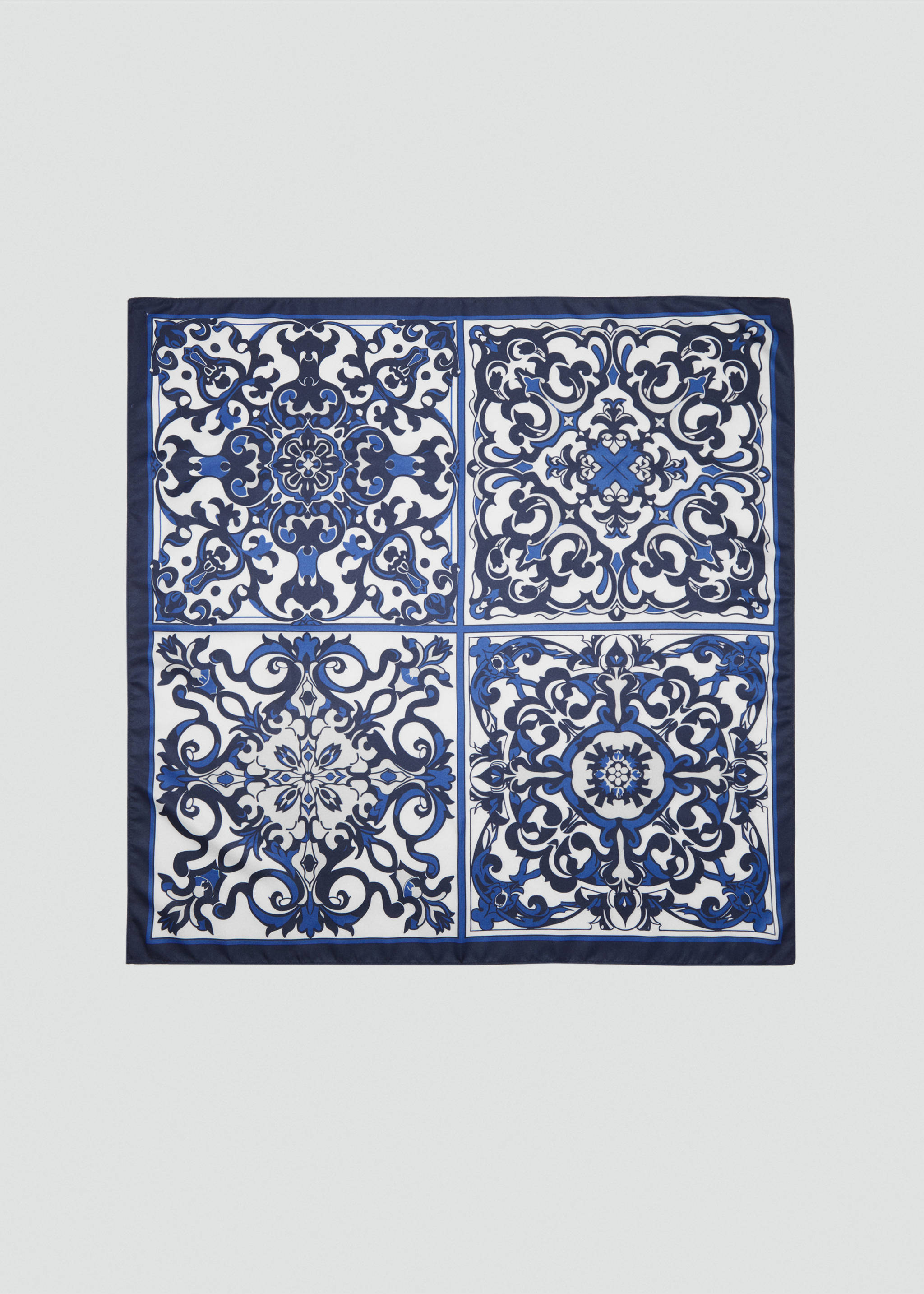 Sjaal met tegelprint - Artikel zonder model, Blauw. Ref: 17031133-00.