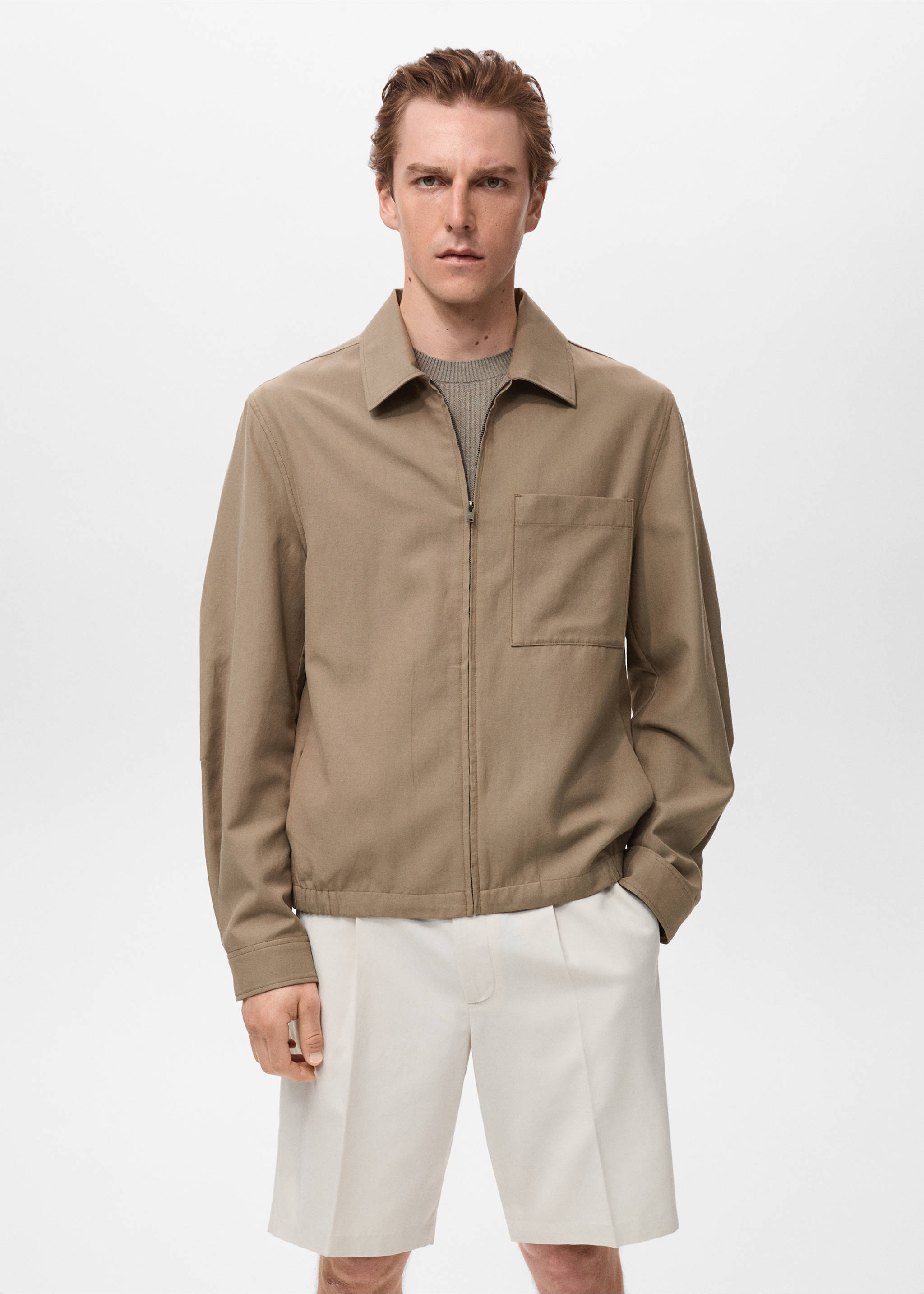 Lyocell-Jacke mit Tasche - Mittlere Ansicht, Braun. Ref: 17031135-00.
