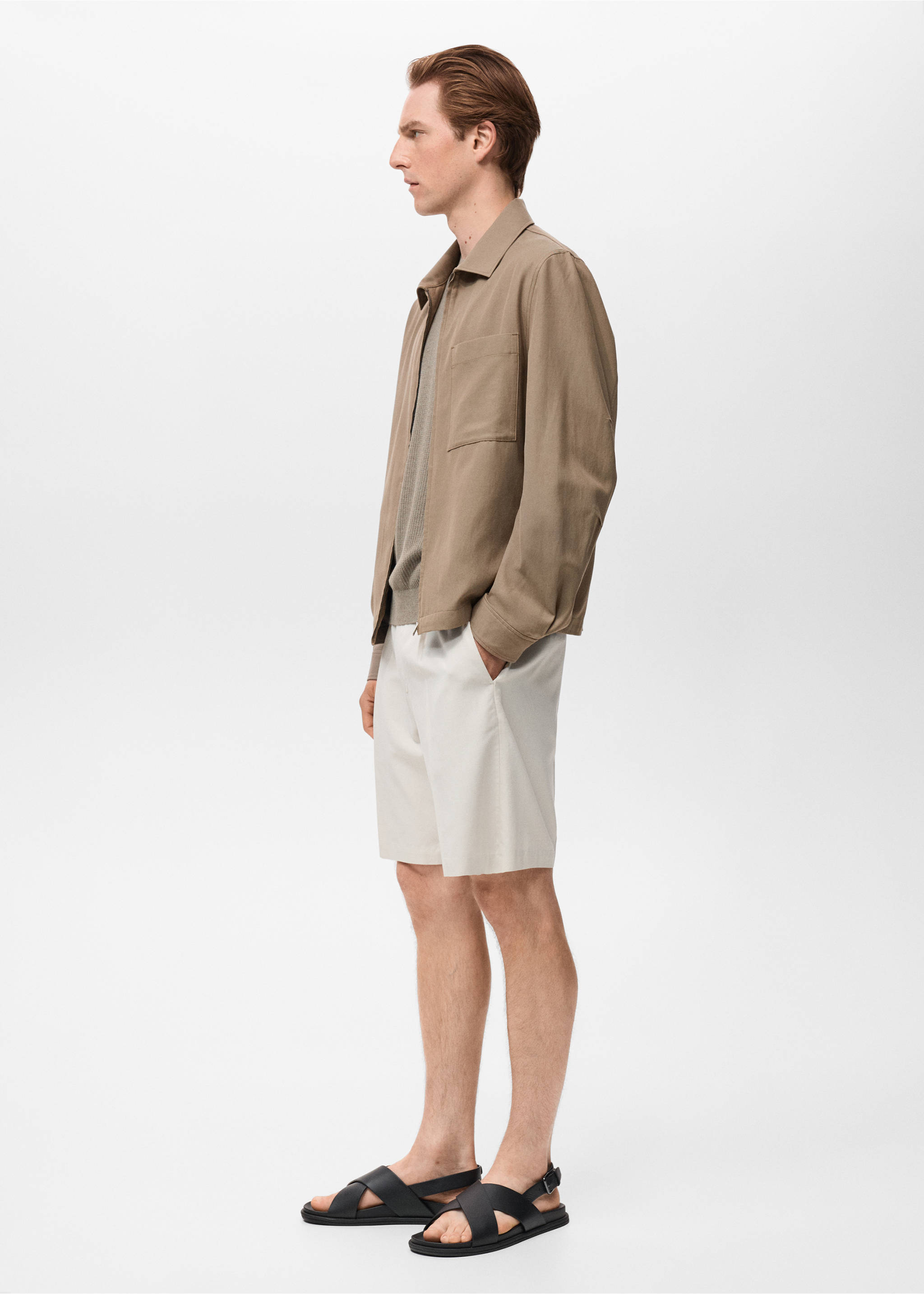Lyocell-Jacke mit Tasche - Detail des Artikels 2, Braun. Ref: 17031135-00.