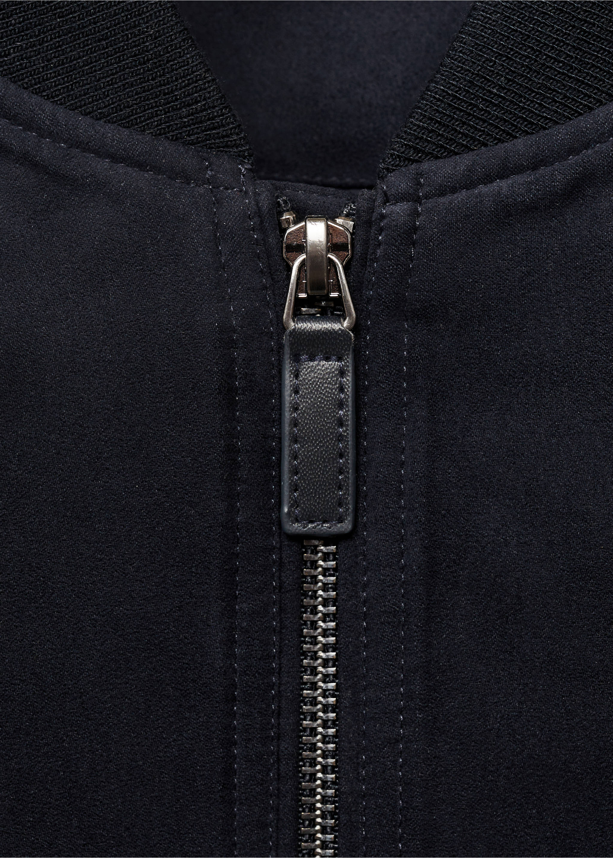 Suede-effect bomber jacket - Details of the article 8, Night Blue. Ref: 17031136-00.