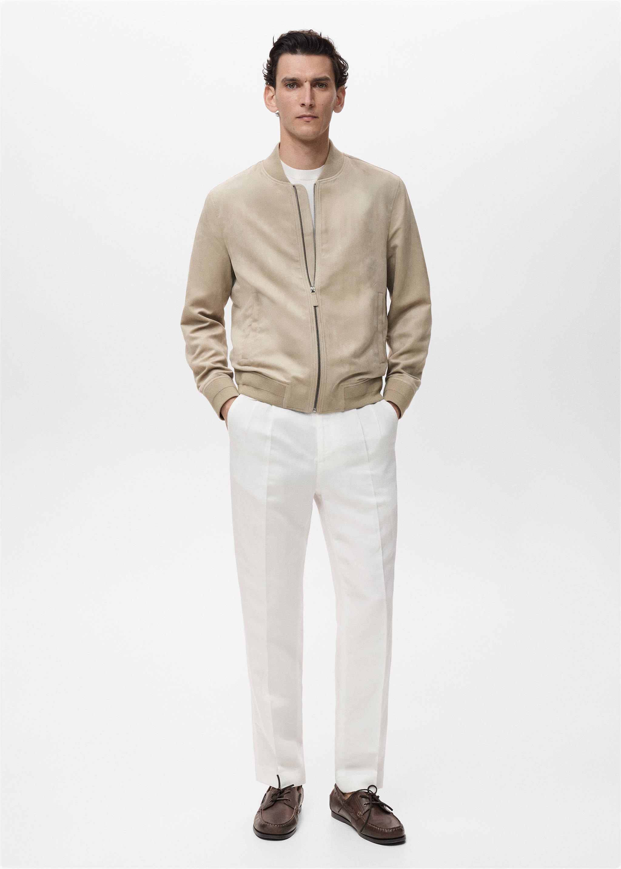Veste bomber effet daim - Plan général, Gris. Ref: 17031136-00.