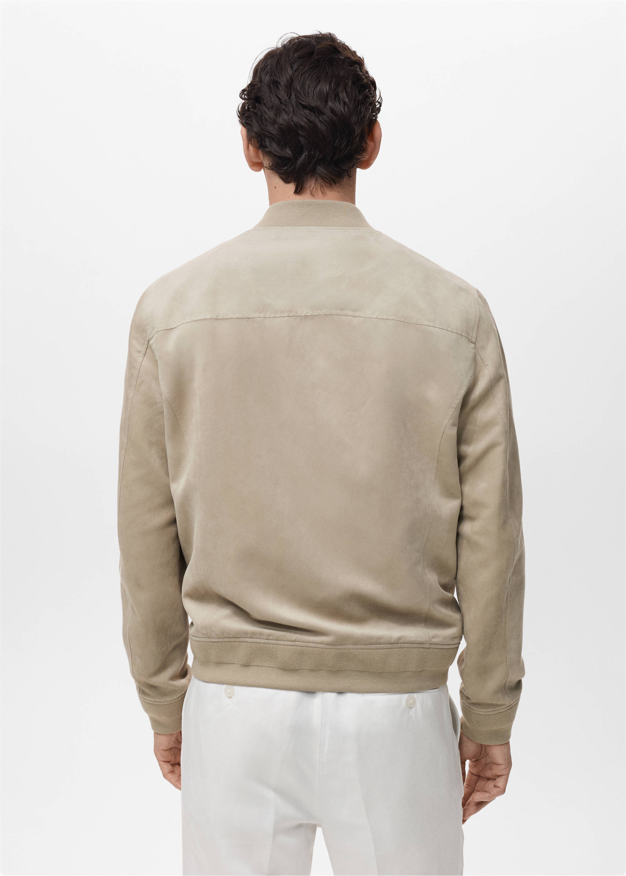 Veste bomber effet daim - Verso de l’article, Gris. Ref: 17031136-00.