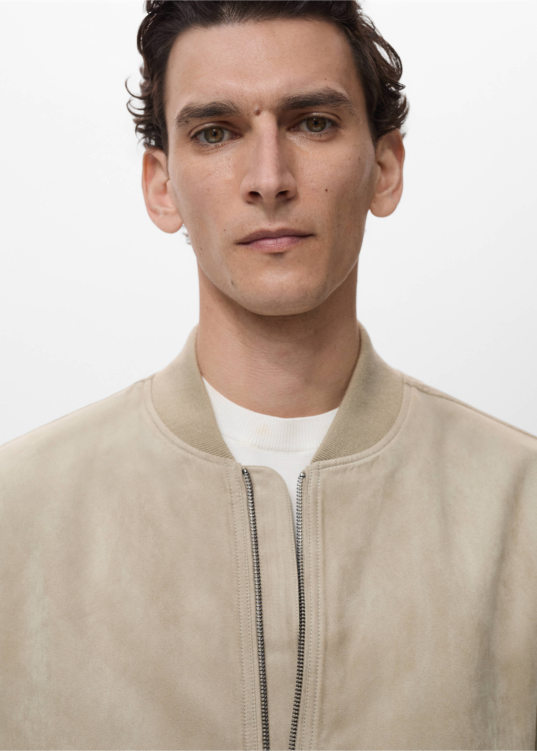 Veste bomber effet daim - Détail de l'article 1, Gris. Ref: 17031136-00.