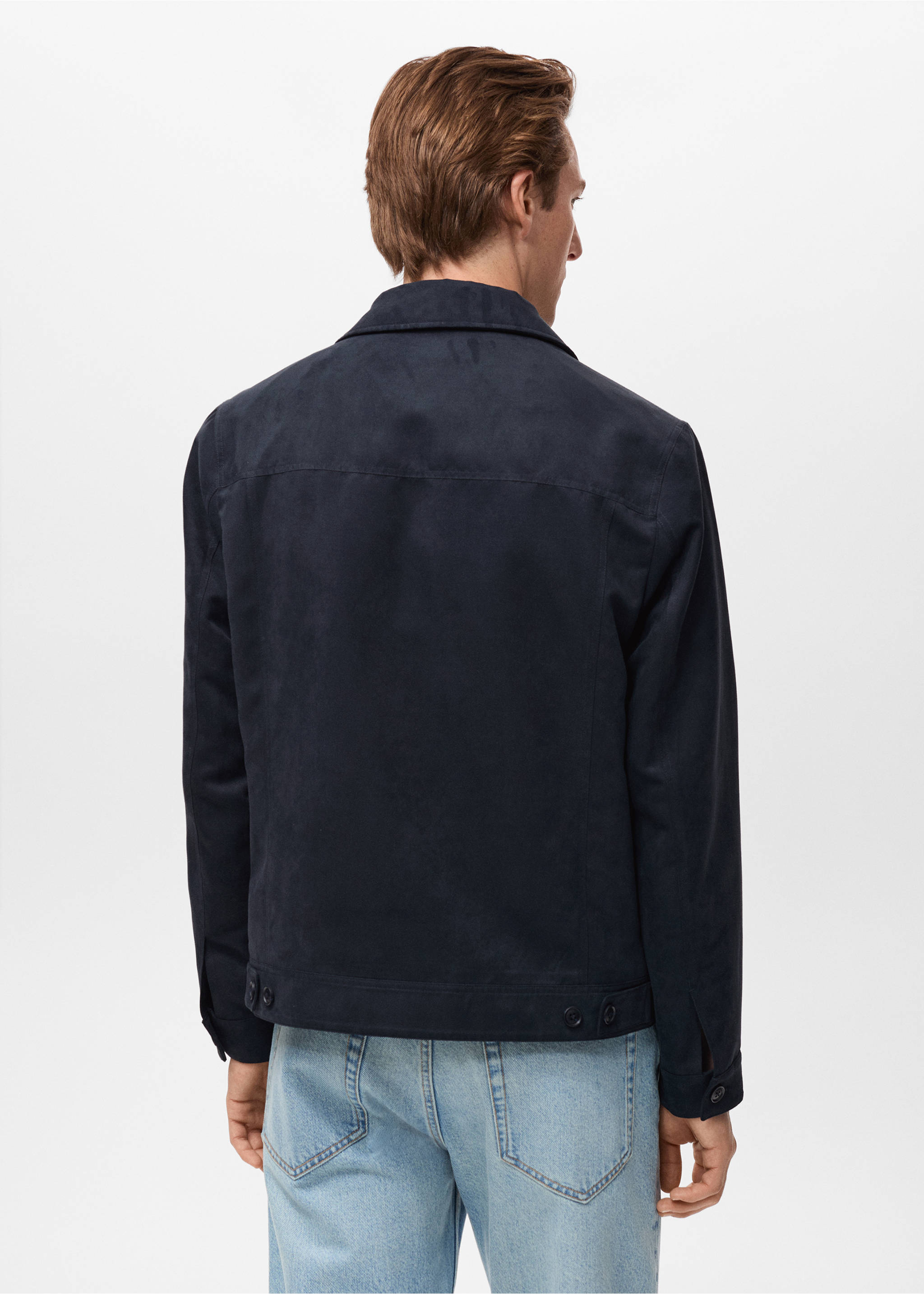 Overshirt mit Wildledereffekt - Rückseite des Artikels, Marineblau. Ref: 17031137-00.