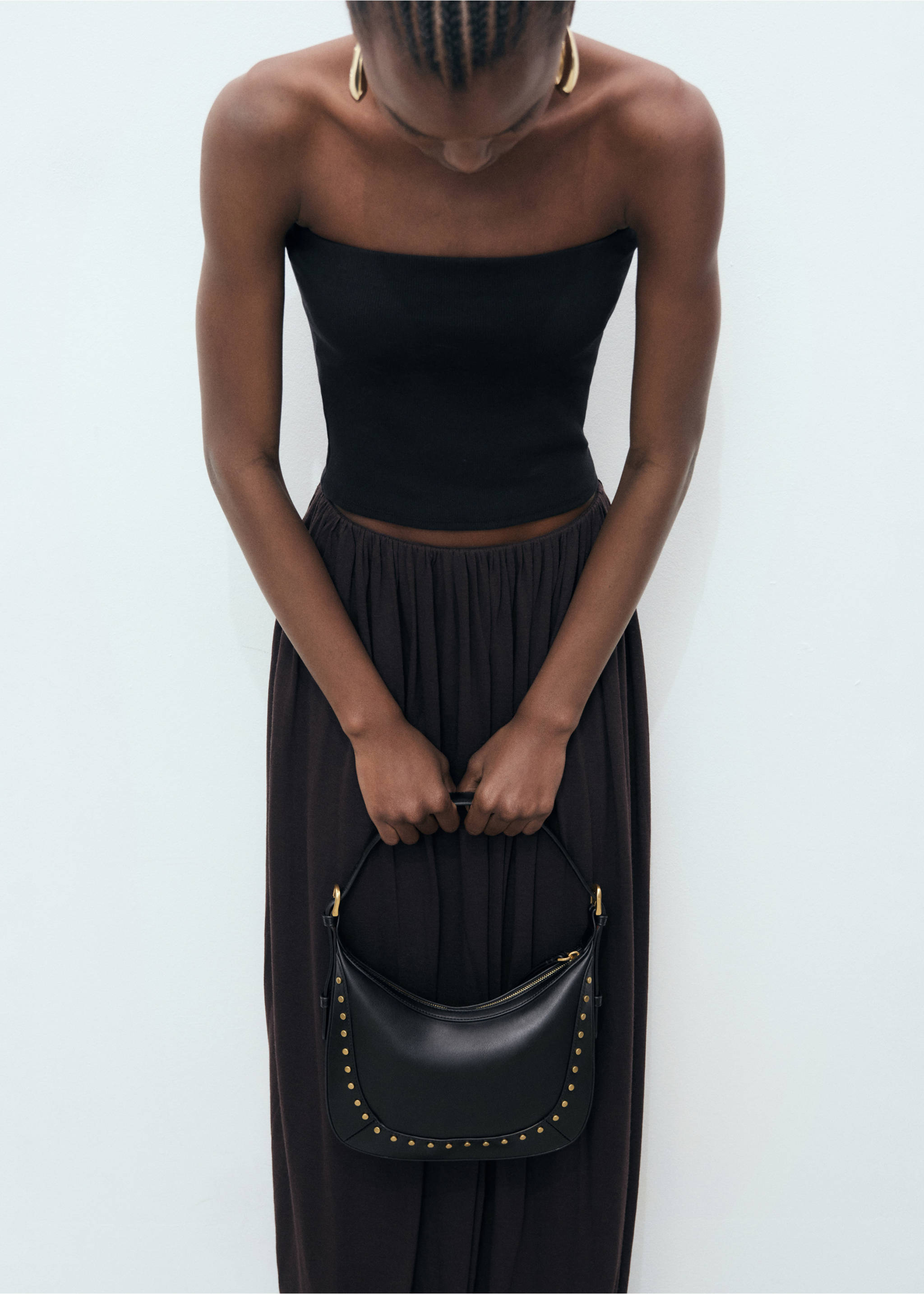 Small studded shoulder bag - Details of the article 9, Black. Ref: 17031139-00.