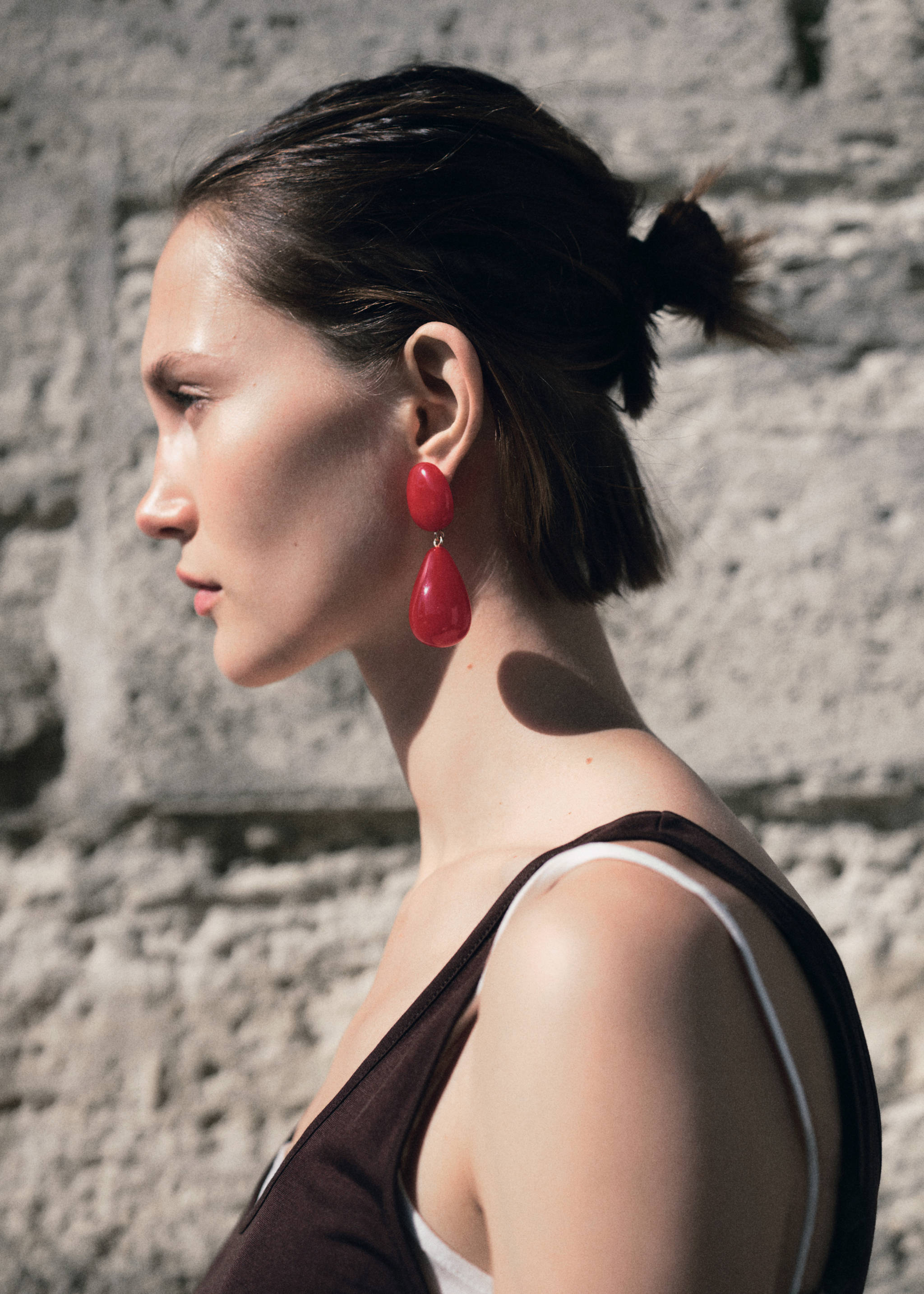 Pendientes gota resina - Plano general, Rojo. Ref: 17031142-00.