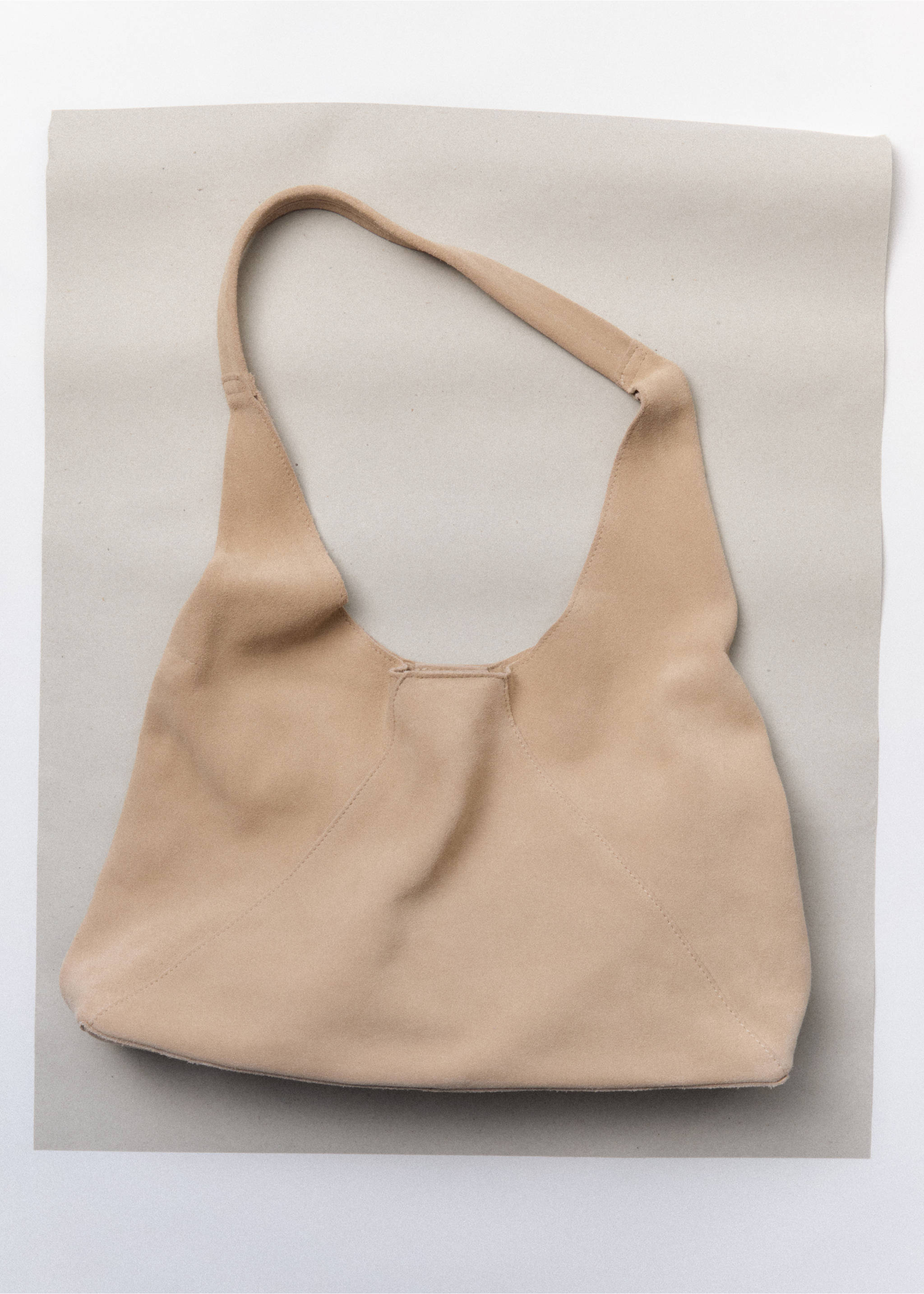 Suede shoulder bag - Details of the article 5, Sand. Ref: 17031145-00.