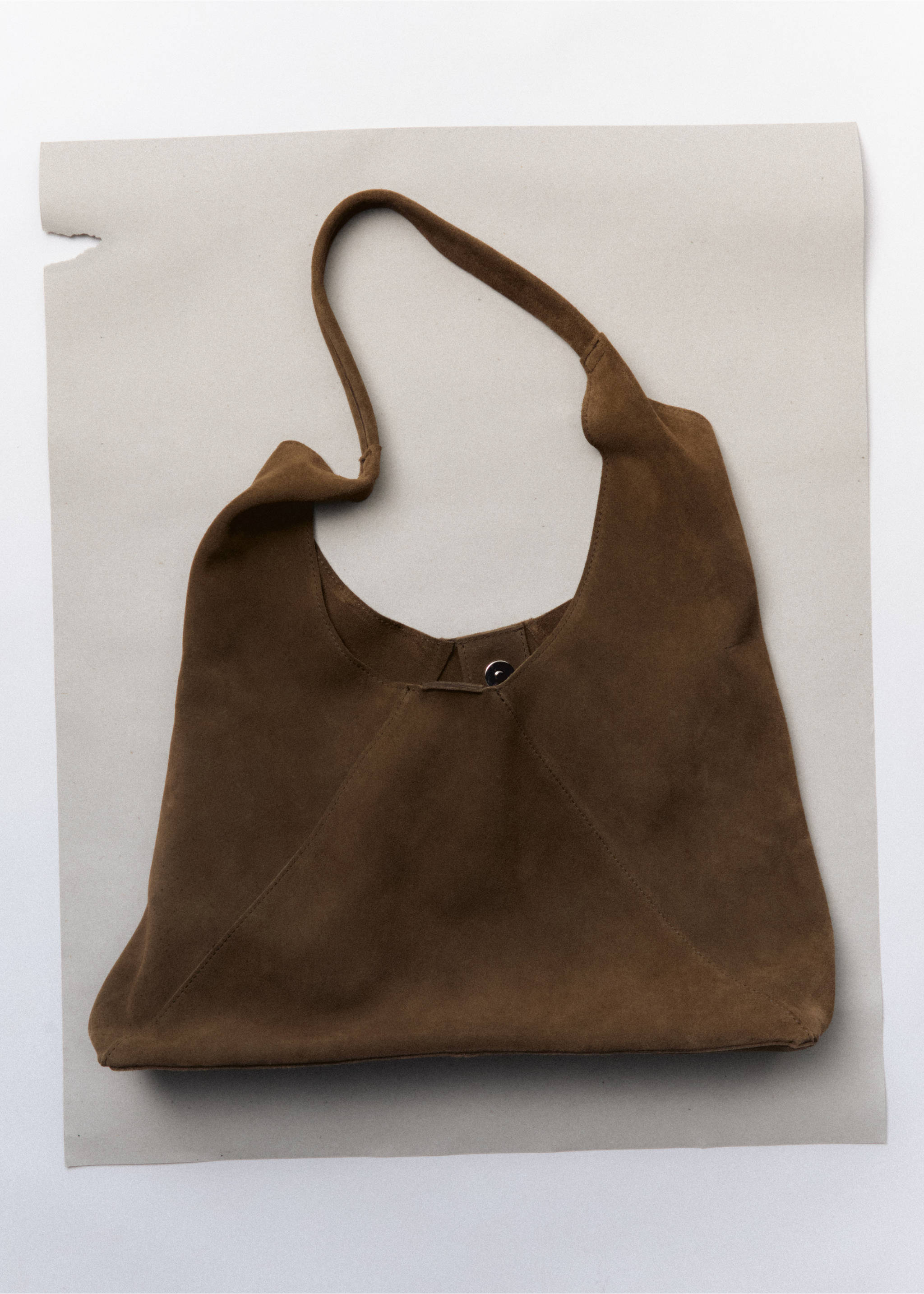 Suede shoulder bag - Details of the article 5, Forest Green. Ref: 17031145-00.